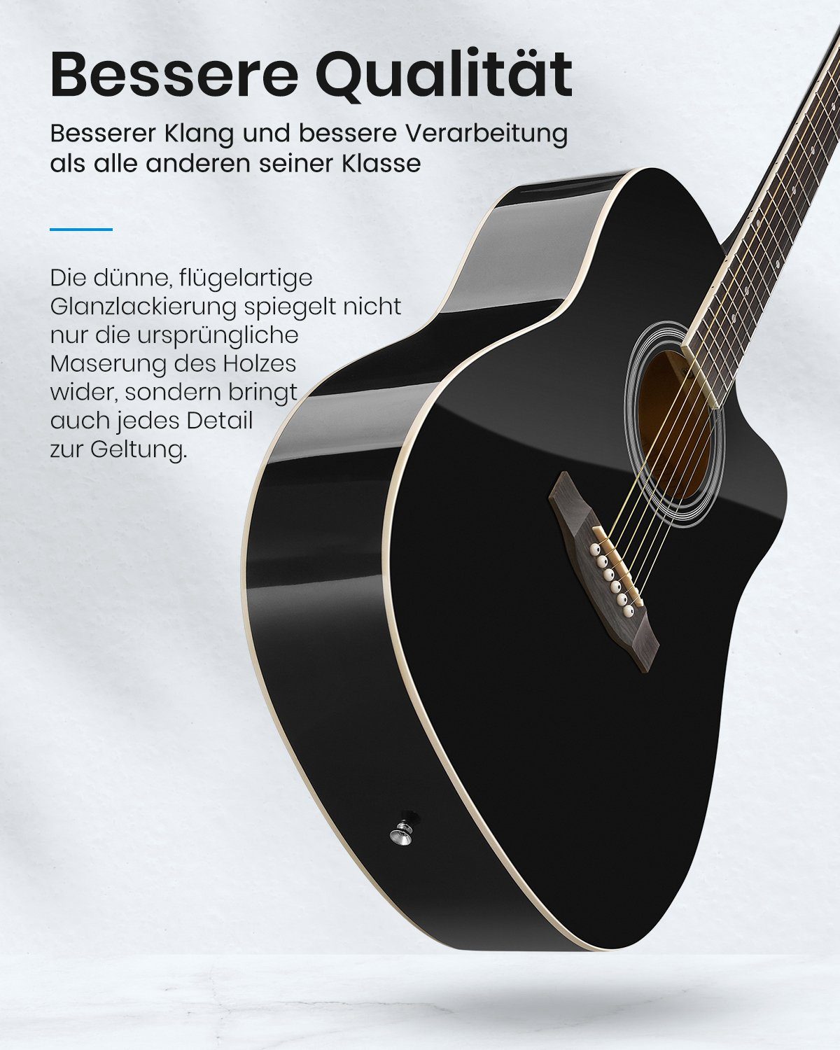Moukey Akustikgitarre Akustische Gitarre Cutaway 41 Zoll MBG-01, Für Anfänger,Vollgröße