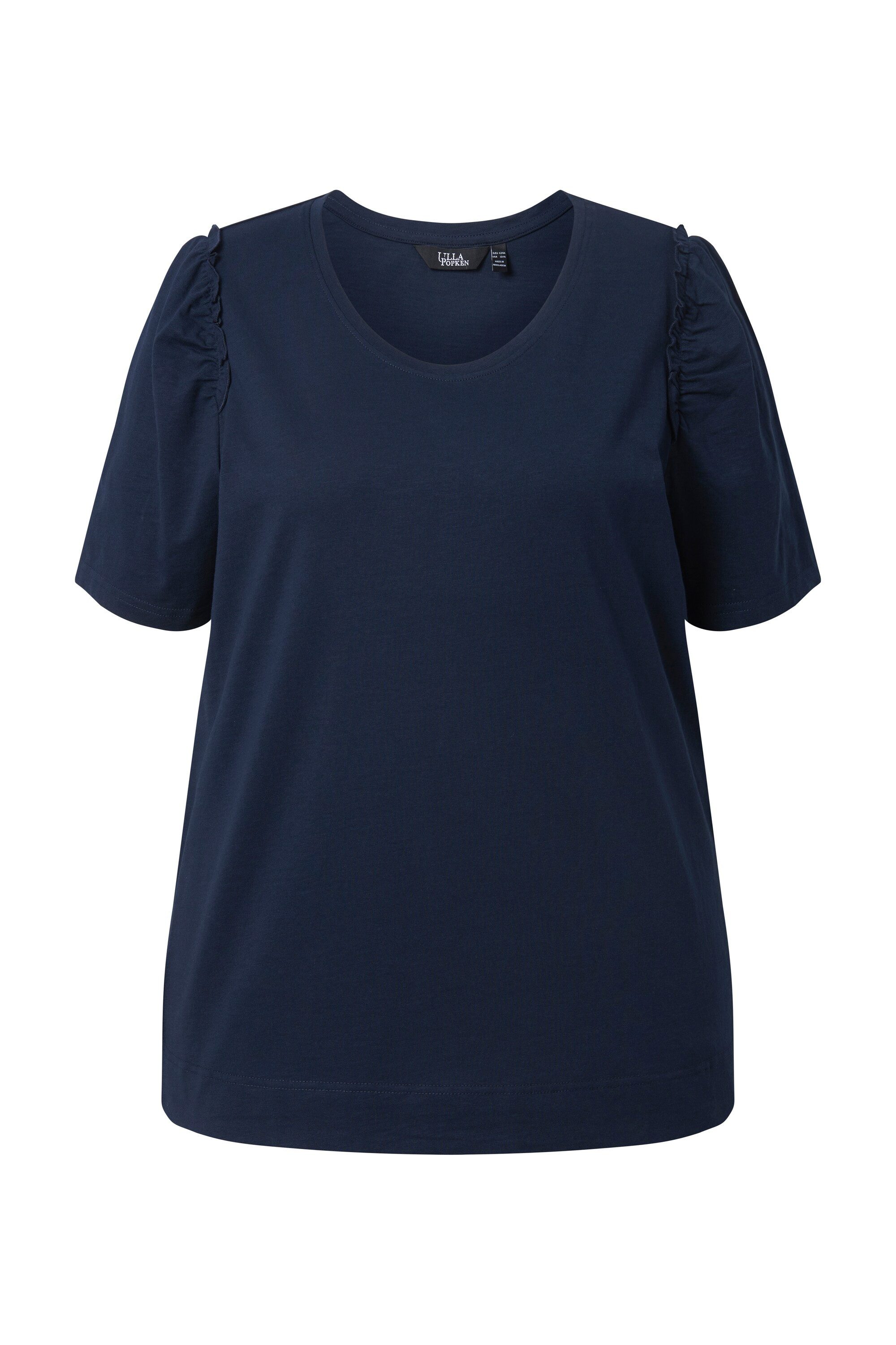 T-Shirt T-Shirt Rüsche A-Linie Rundhals Halbarm