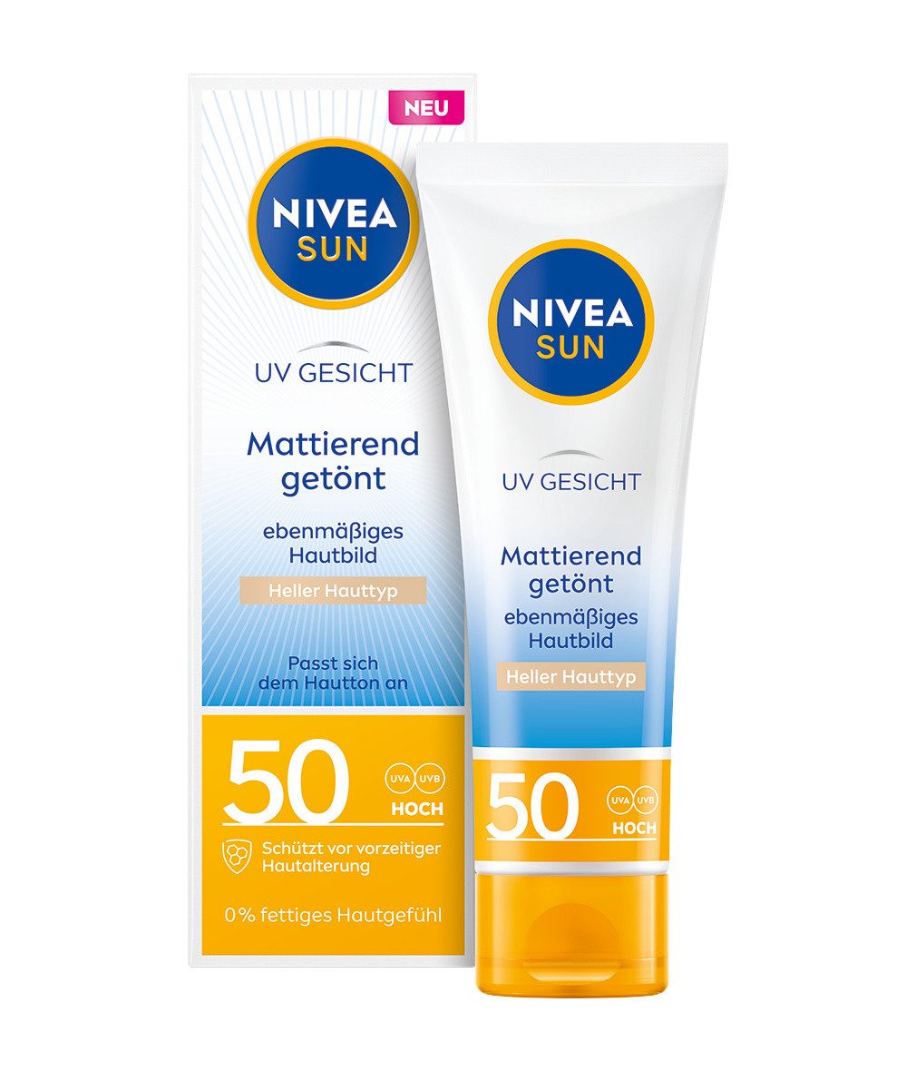 Sonnenschutzcreme UV Face Mattierend Getönter Sonnenschutz Hell LSF 50 50ml