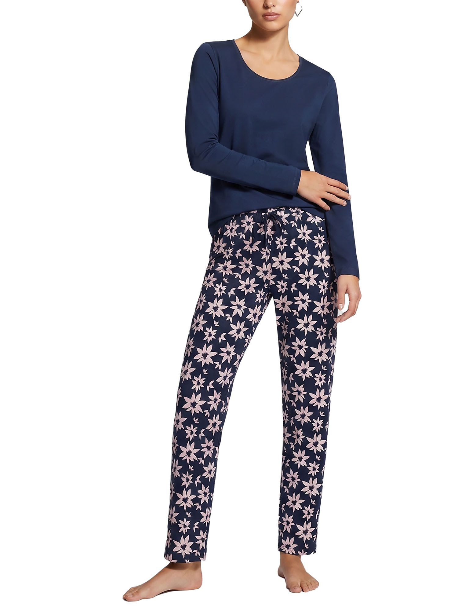 Ammann Pyjama Damen langarm Shirt, lange Hose Night & Relax (Packung, 1 tlg) Modal & Baumwolle, seidig weich, Nachtwäsche und Homewear Set