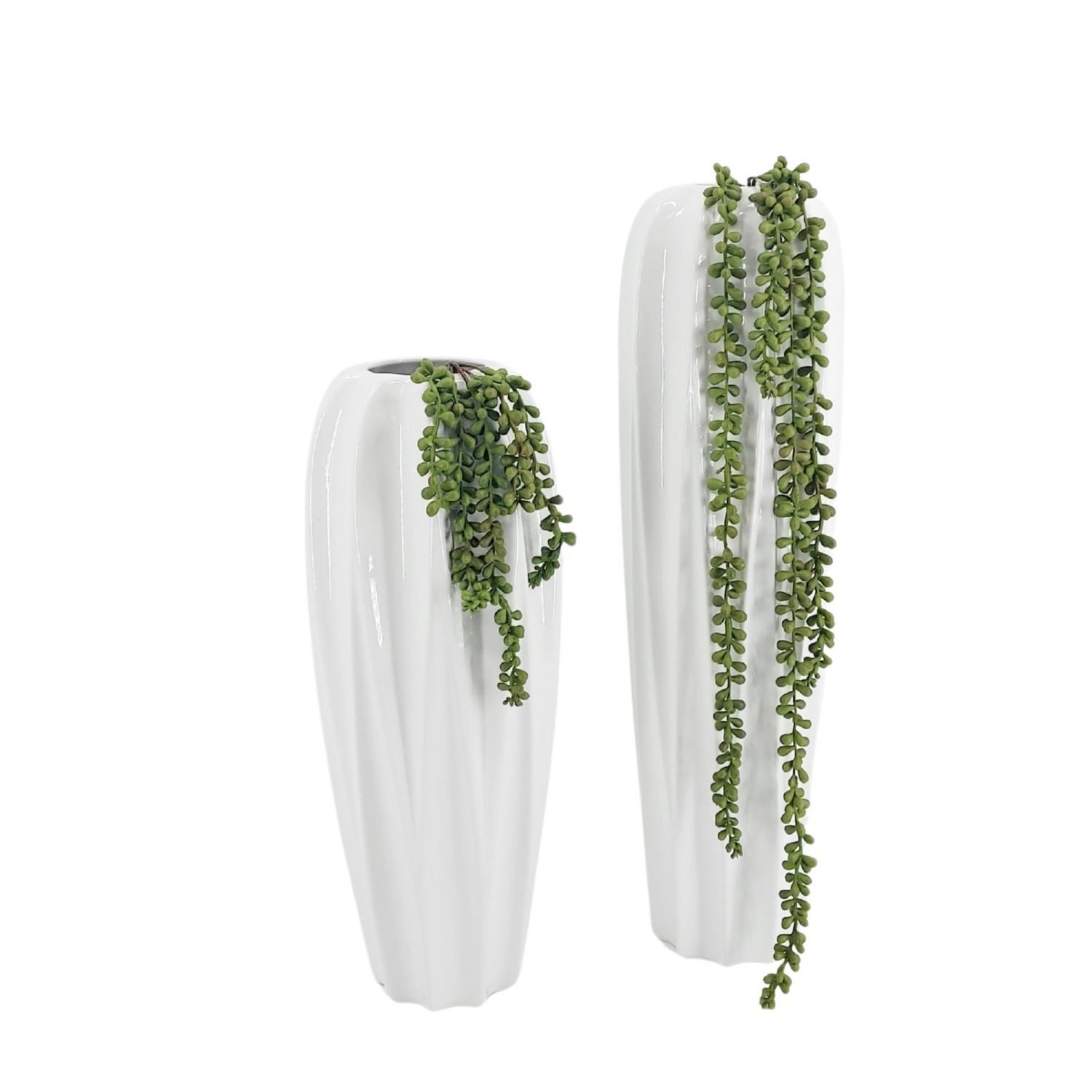formano Bodenvase BASIC, Höhe: 58cm, Farbe: Weiß, Motiv: Relief günstig online kaufen
