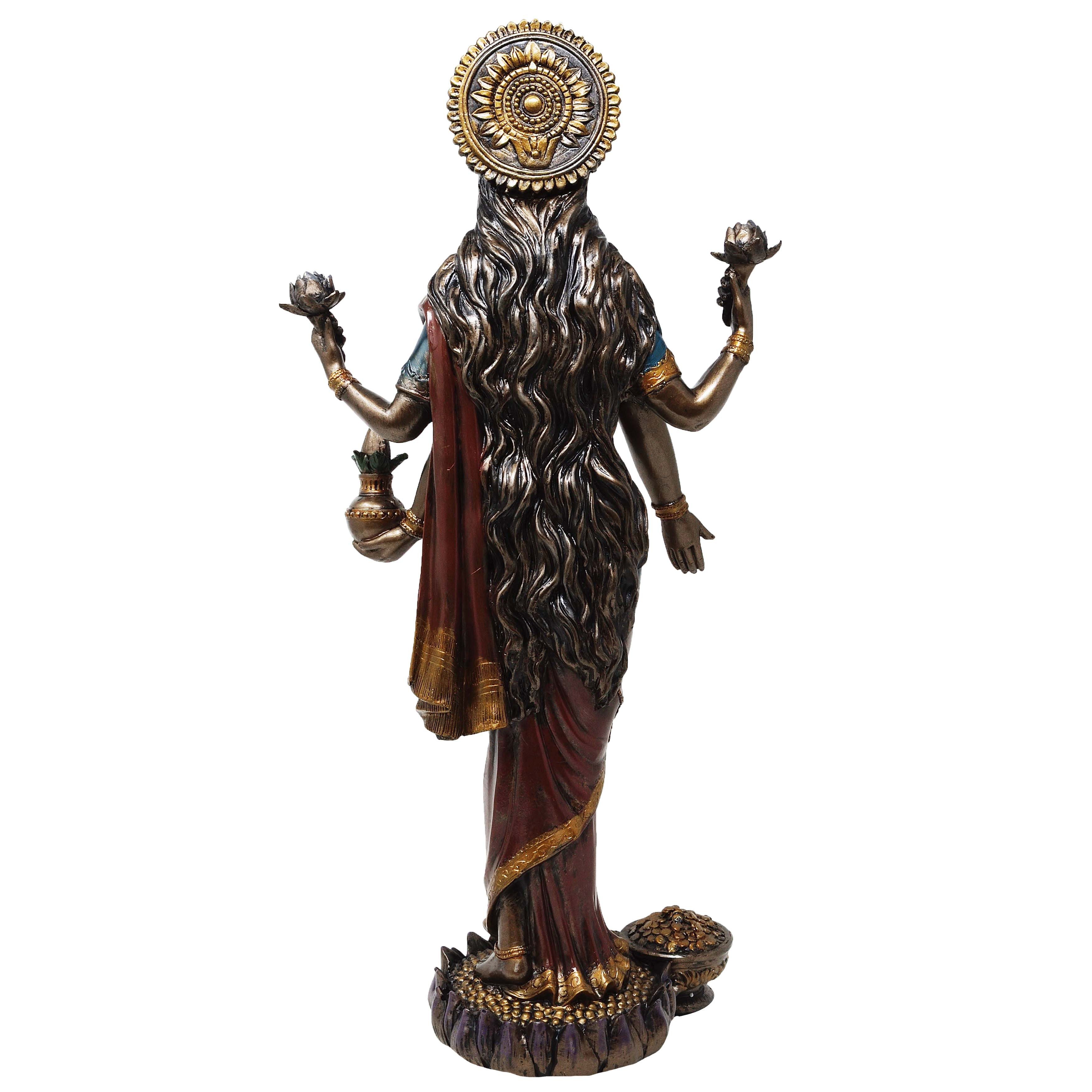 MystiCalls Dekofigur Große Buddha Lakshmi bronzefarben - Deko, Figur, Perfekt zu jedem Anlass - Geburtstag, Weihnachten!