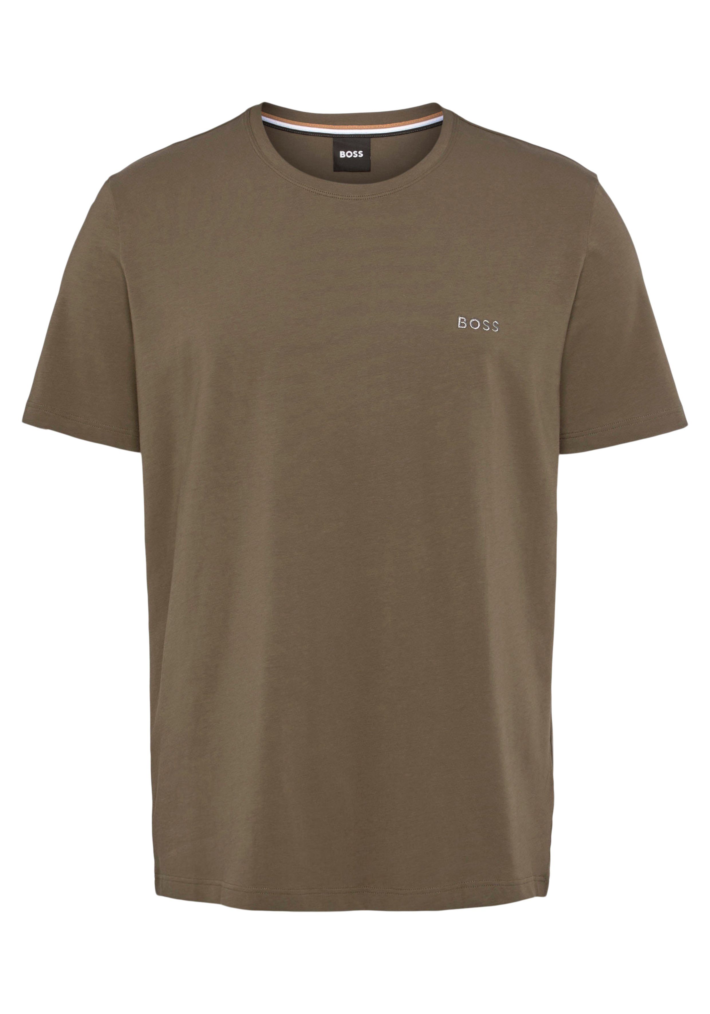 BOSS T-Shirt Mix&Match T-Shirt R Mit BOSS Stickerei auf der Brust Open-Green