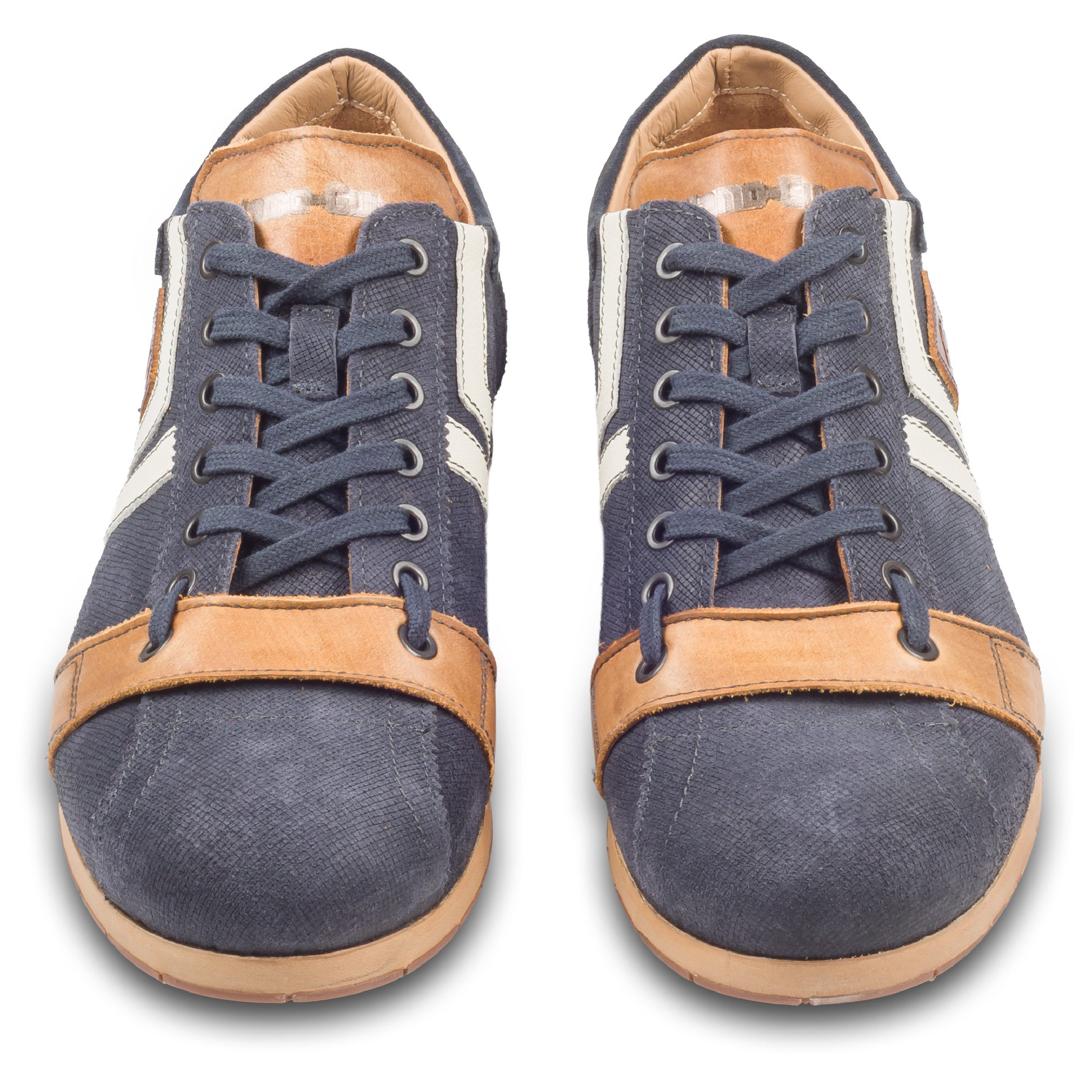 Kamo-Gutsu Herren Sneaker Leder blau/weiß Rauhleder (TIFO-030 cancun + deep blue) Sneaker Handgefertigt in Italien