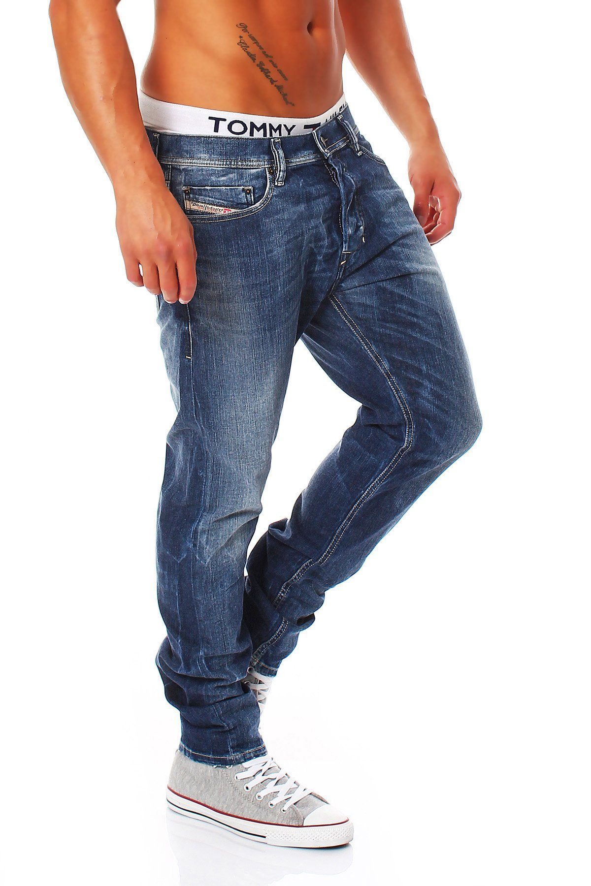 L32 Stretch-Jeans Grösse: Tepphar 5 Style, Pocket Used-Look, Stretch, W28 Dezenter Herren Diesel Röhrenjeans, 0827I