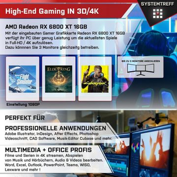 SYSTEMTREFF Gaming-PC (AMD Ryzen 7 5700X3D, Radeon RX 6800 XT, 16 GB RAM, 1000 GB SSD, Luftkühlung, Windows 11, WLAN)