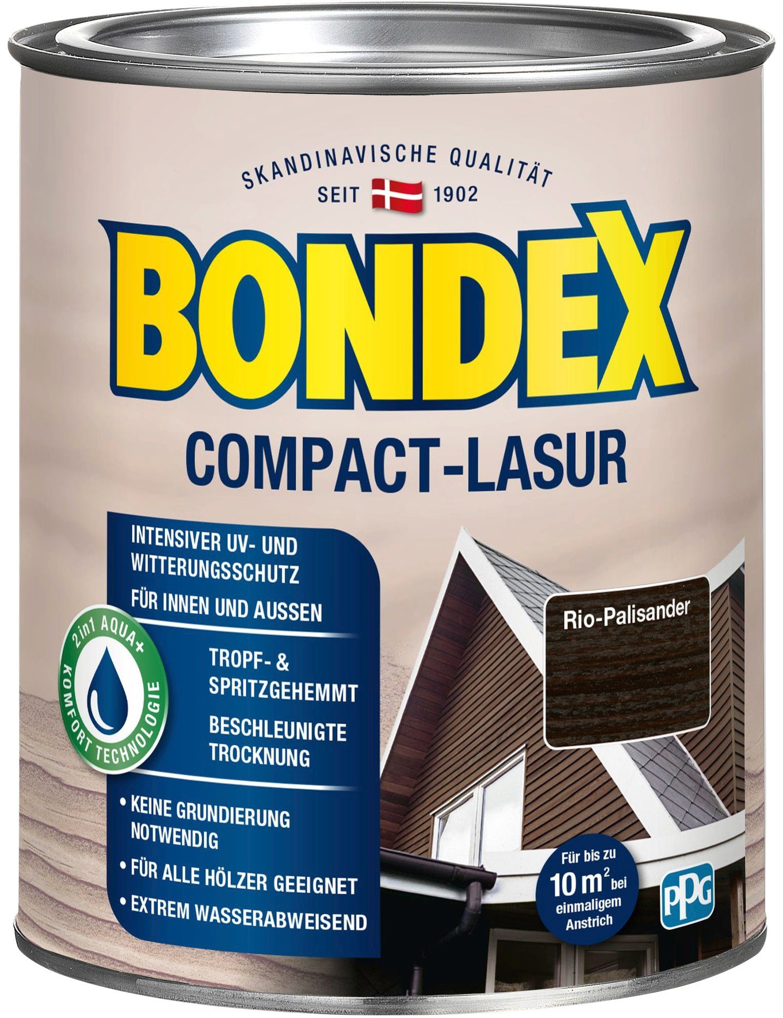 Bondex Holzschutzlasur Witterungsschutz, Rio wasserabweisend & COMPACT-LASUR, Palisander extrem intensiver UV