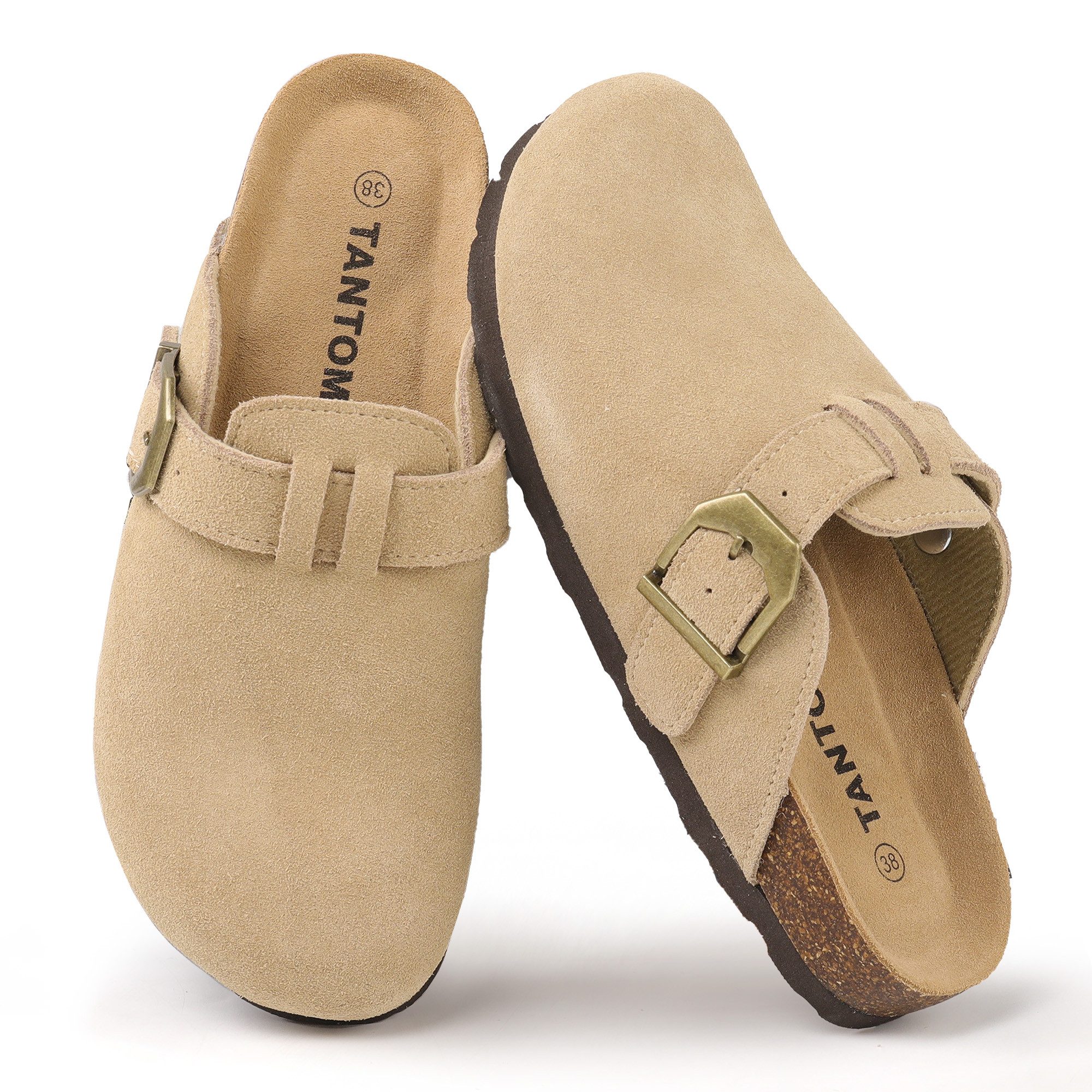 TAN.TOMI Boston Wildleder Clog Leder Pantoletten Birkenstock Сабо Clog Обувь mit Arch Support Gartenschuhe Geschlossene Latschen