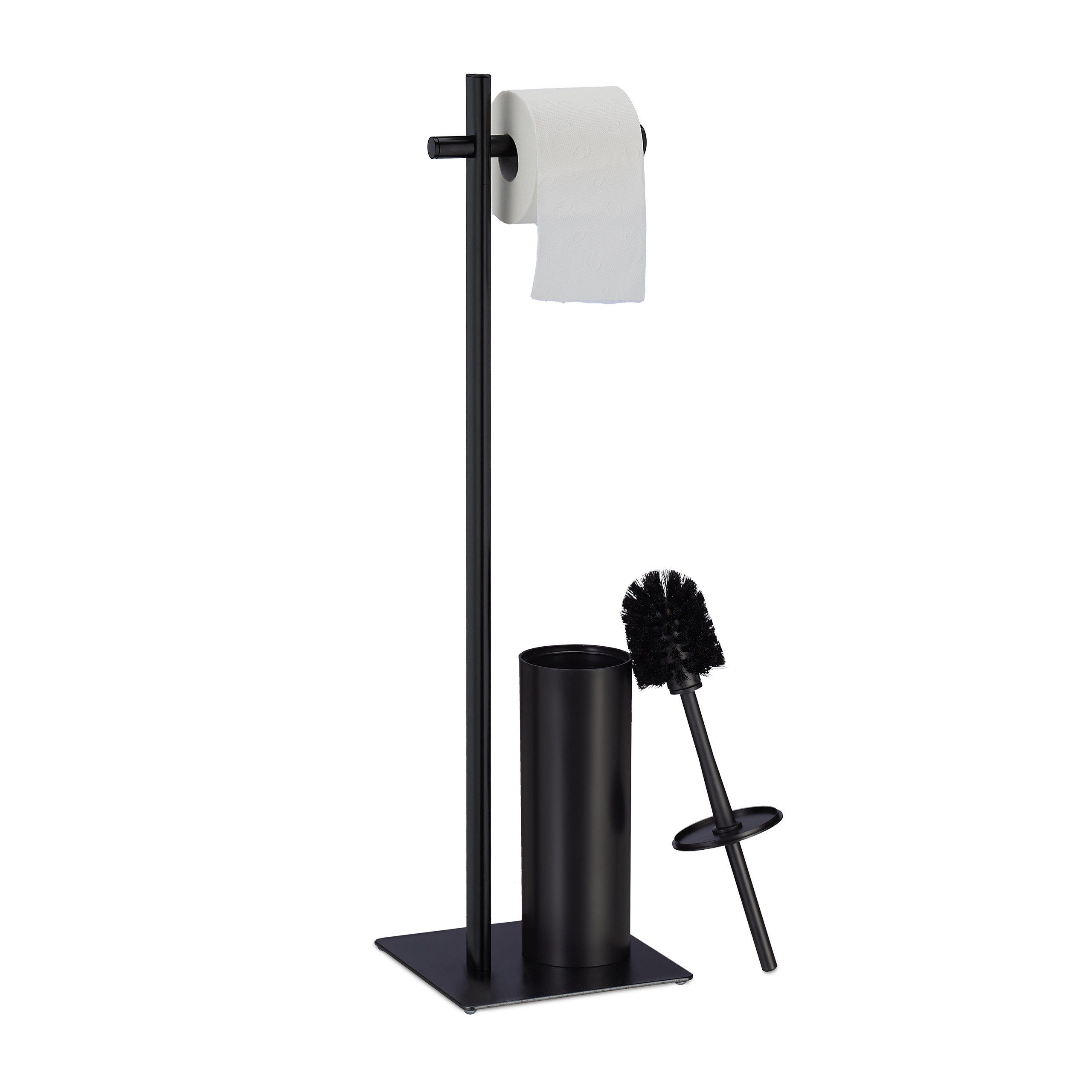 schwarz Garnitur Stand relaxdays Toilettenpapierhalter WC