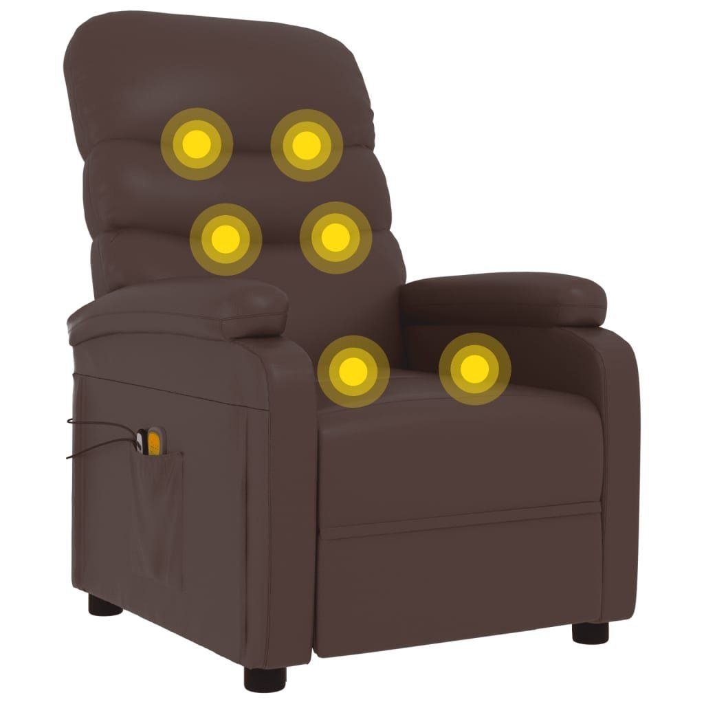 Elektrisch (1-St) vidaXL Massagesessel Braun Kunstleder Massagesessel