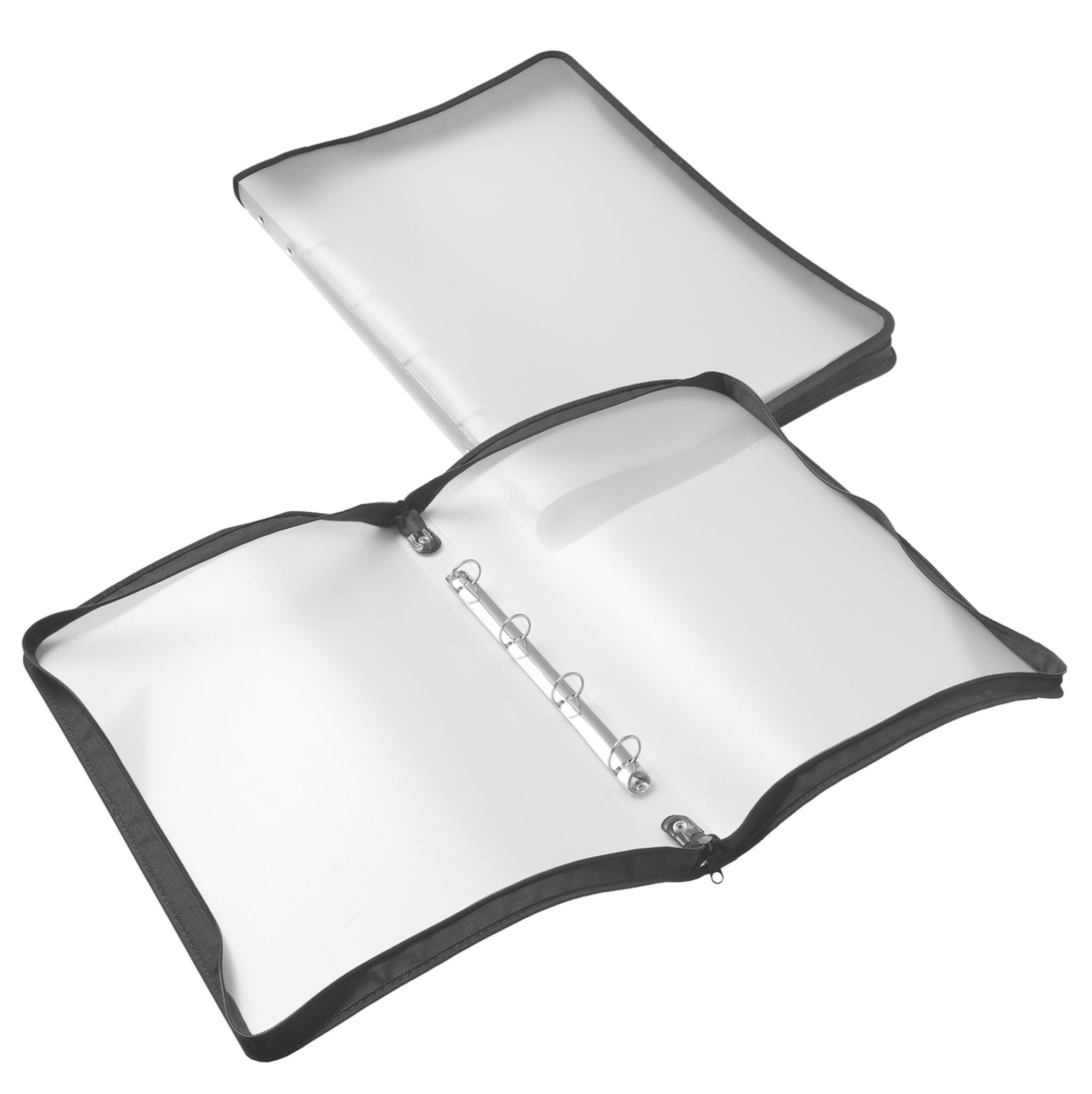 FOLDERSYS Dokumententasche FSY Reißverschluss-Portfolio, A3, PP farblos transluzent, 4-Ring-