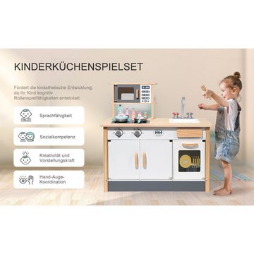 XDeer Spielküche Spielküche Kinderküche aus Holz Kochset Klassisches, Kinderküchen-Spielset Rollenspiel für Mädchen und Jungen