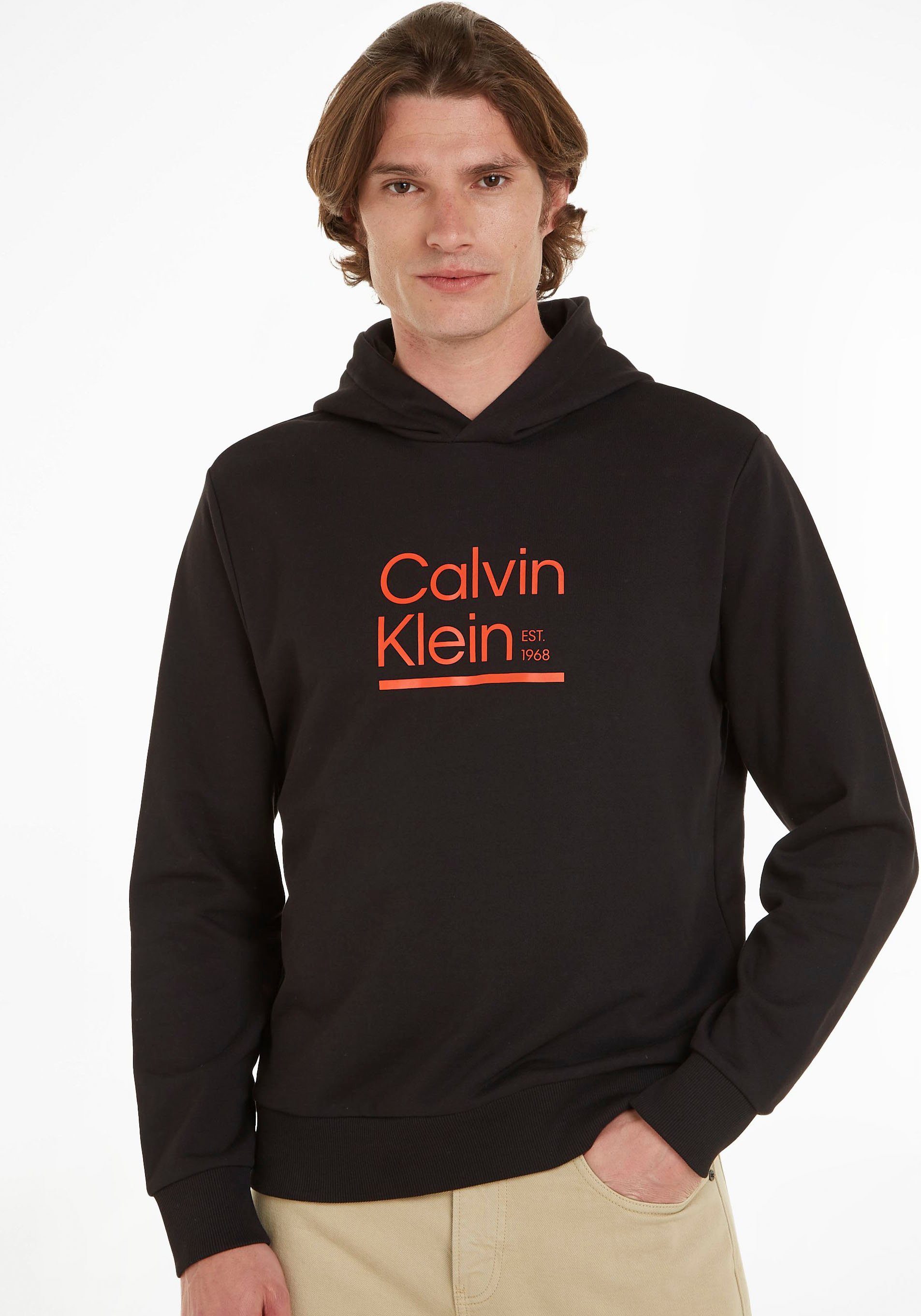 Logodruck Calvin mit HOODIE Black LINE LOGO Klein Kapuzensweatshirt Ck CONTRAST