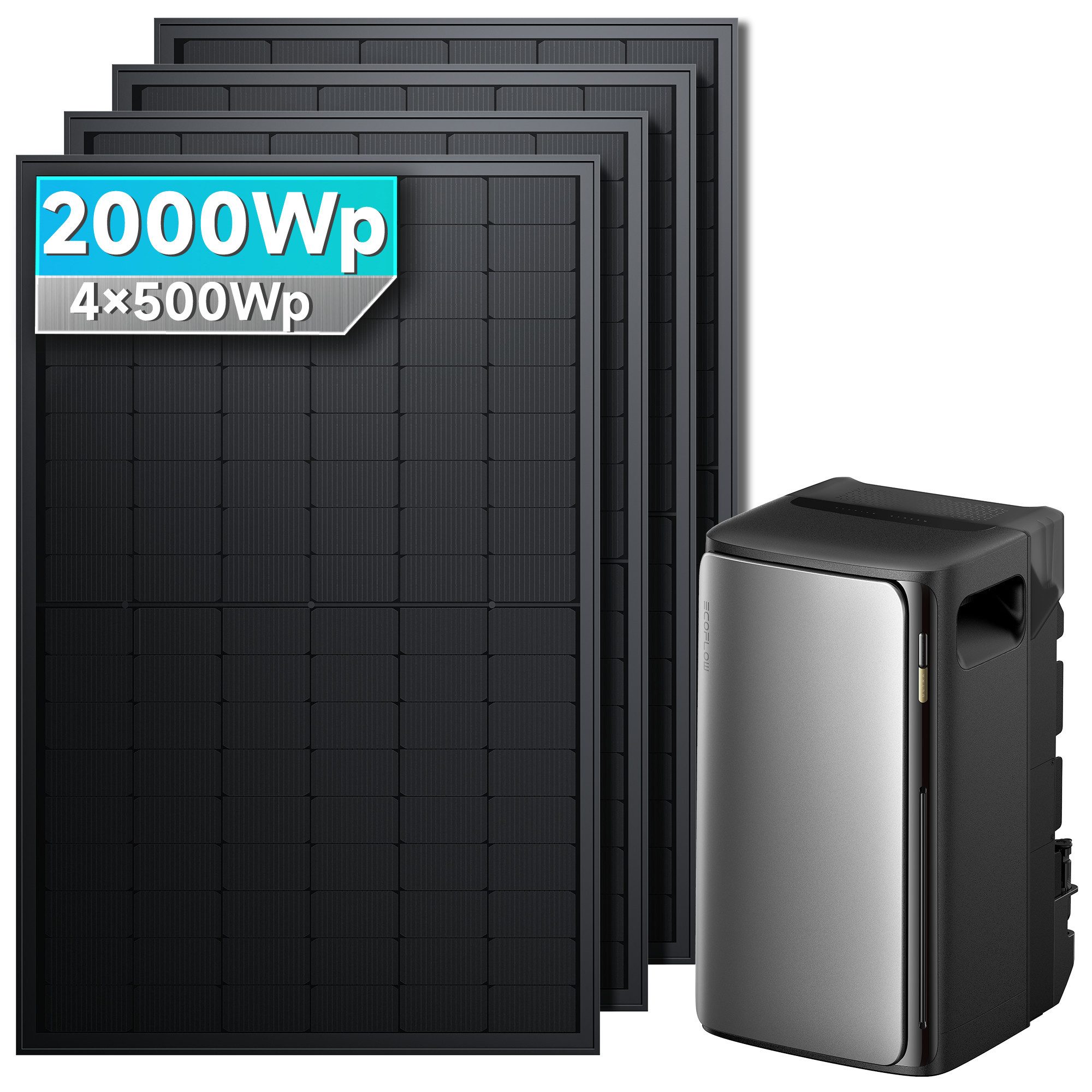SolarMars Balkonkraftwerk mit Speicher 2000W EcoFlow STREAM Ultra 1,92kWh Komplettset, 800 W, LiFePo4 Batterie, (mit optionaler Halterung)