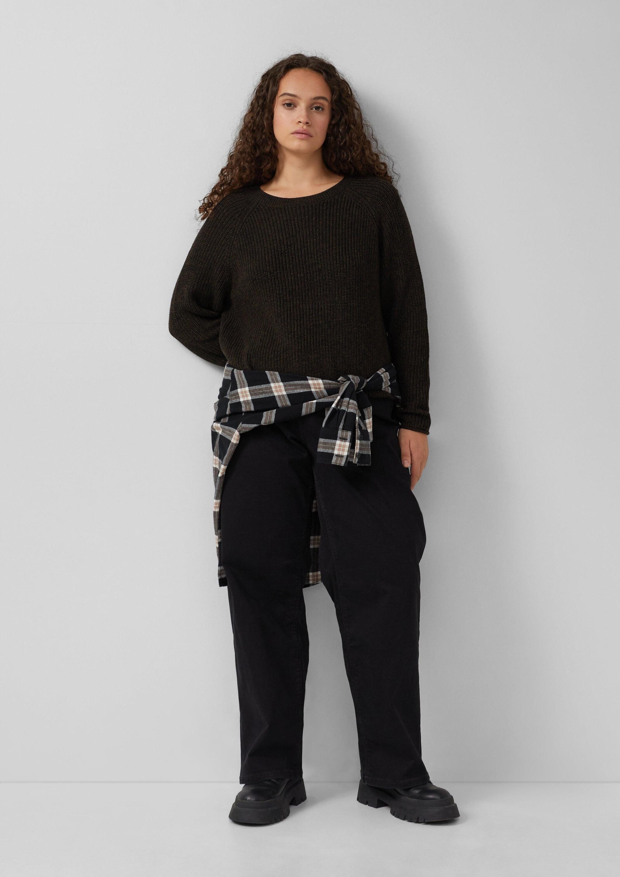 QS Longpullover Strickpullover Melierter Strickpullover