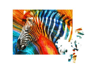 puzzleYOU Puzzle Digitales Ölgemälde: Ein Zebra, 48 Puzzleteile, puzzleYOU-Kollektionen Moderne Puzzles, Puzzle-Neuheiten