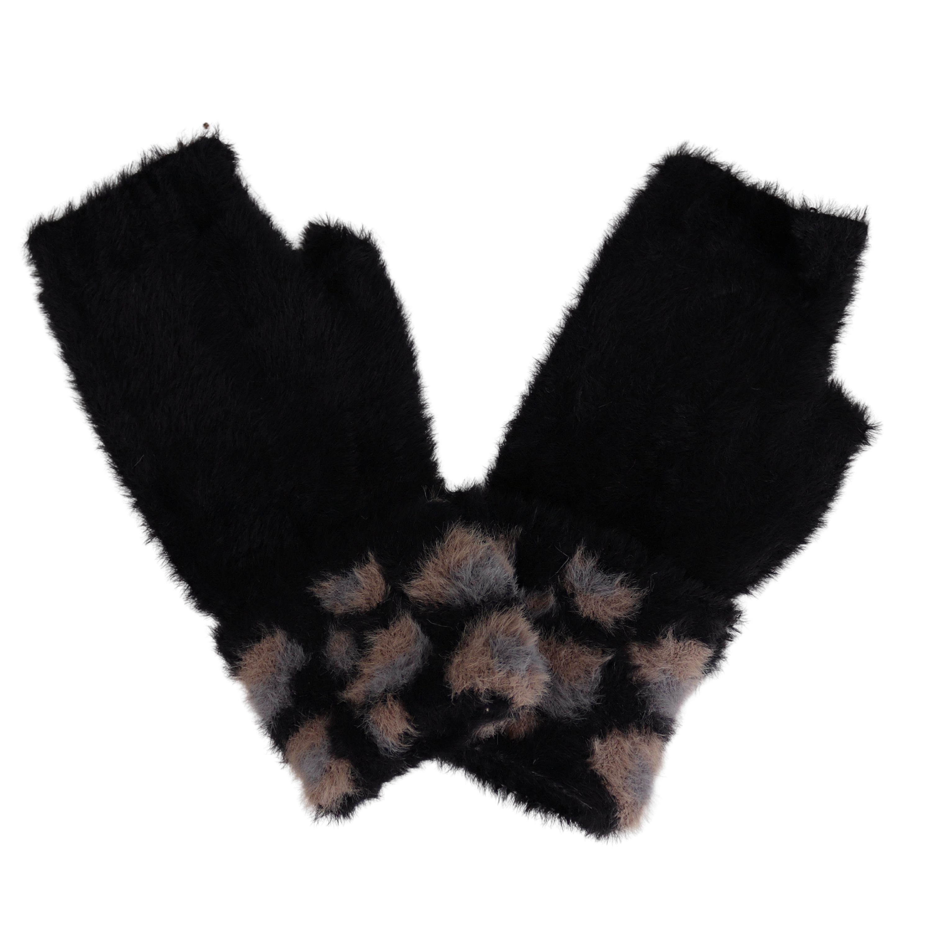 MIRROSI Strickhandschuhe Damen Fingerlosen Перчатки Leo Muster (Einheitsgröße für Erwachsene) Leopard Muster