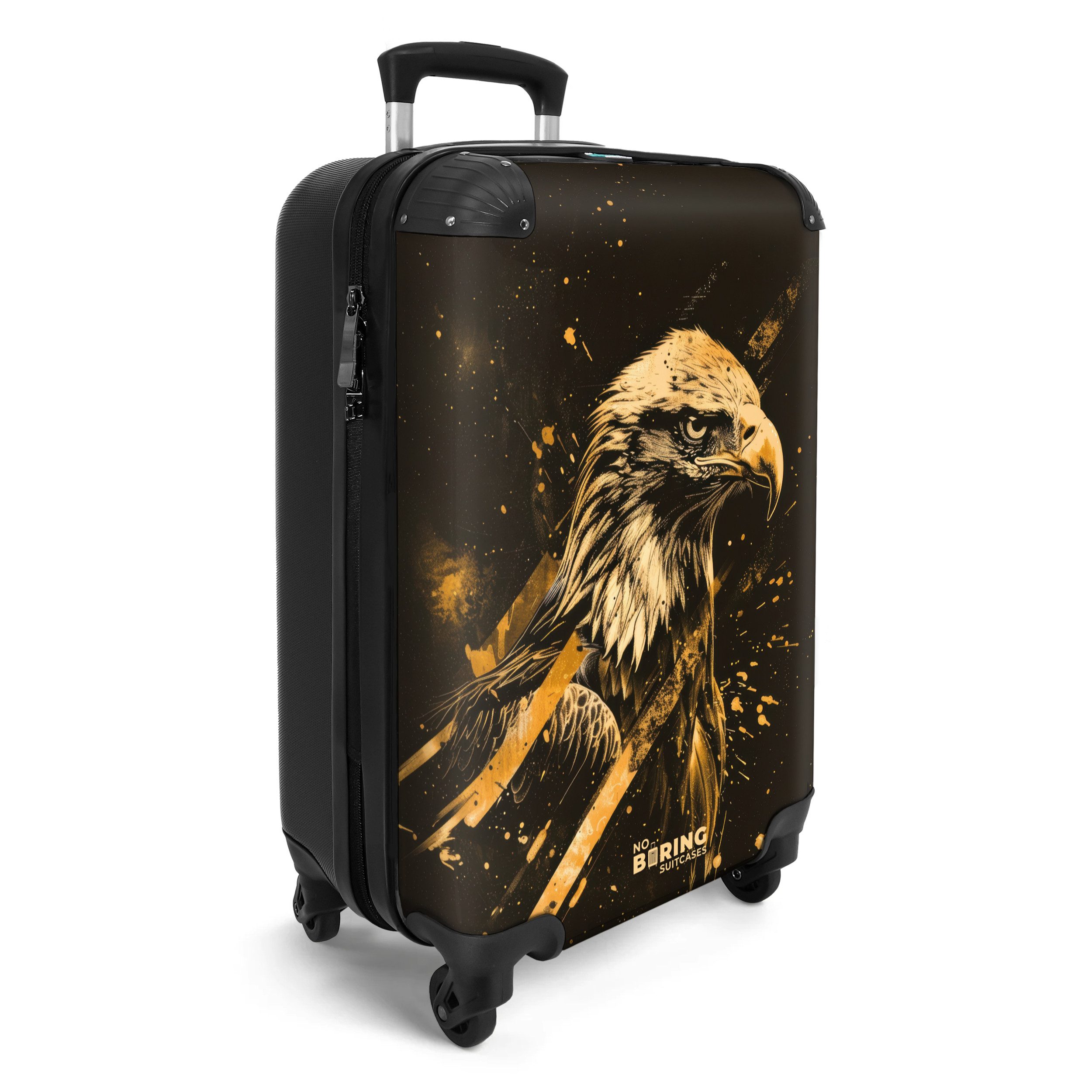NoBoringSuitcases.com© Hartschalen-Trolley Schwarz mit Steinadler 55x35x20c günstig online kaufen