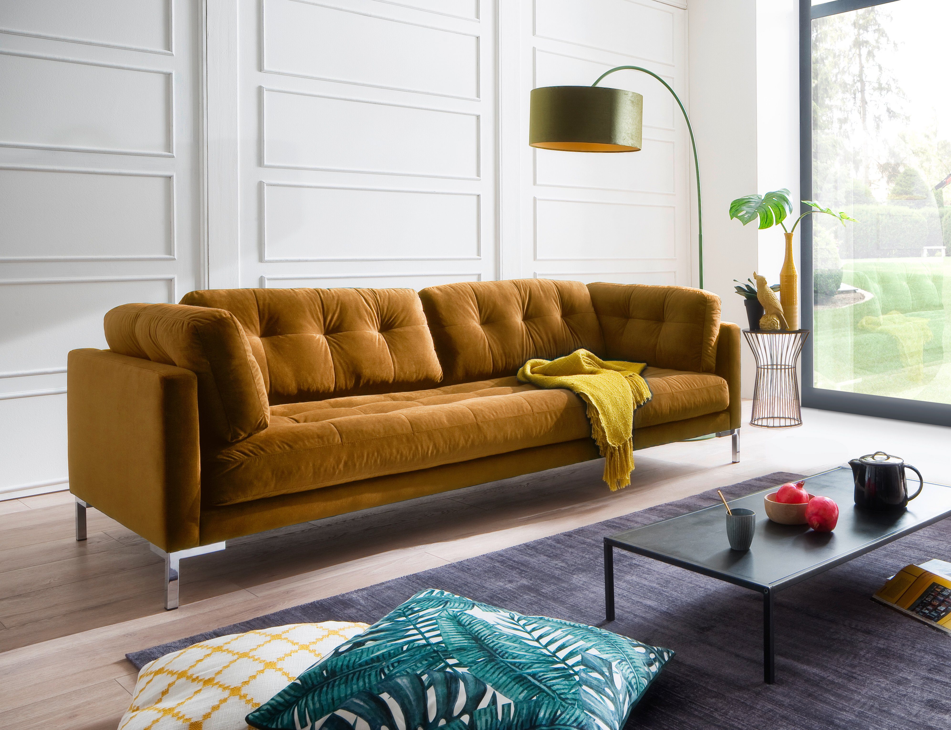 OTTO home 3-Sitzer Landau, in Cord-Stoff mit Metallfuß