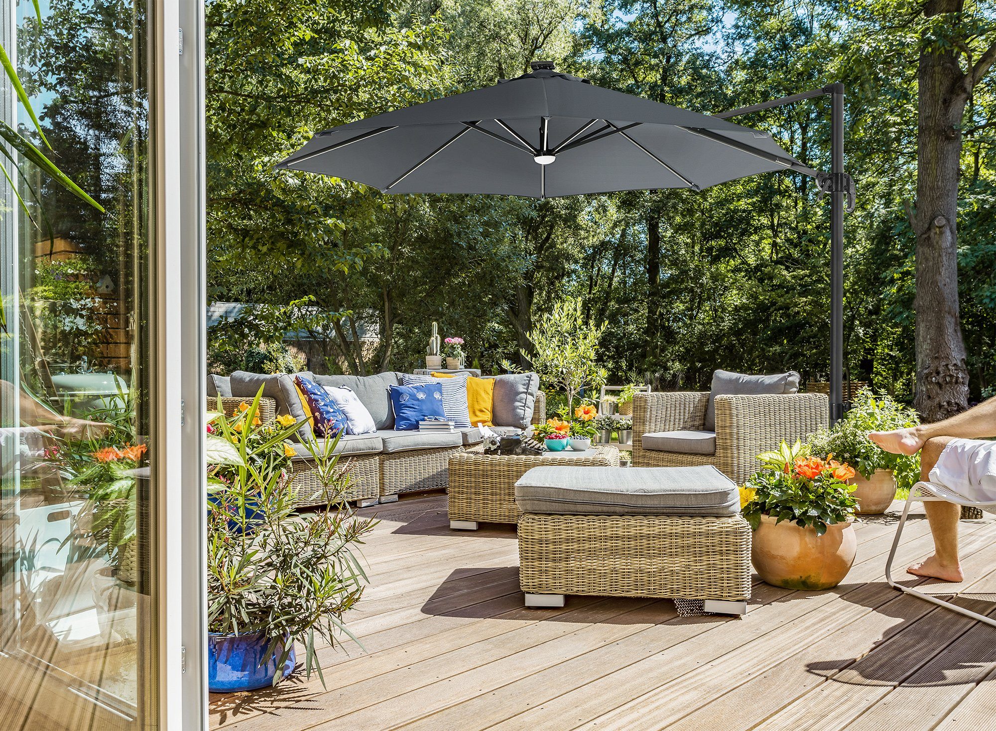 Garten Sonnenschirme DREAMADE LED Gartenschirm mit LED Ø 300 cm