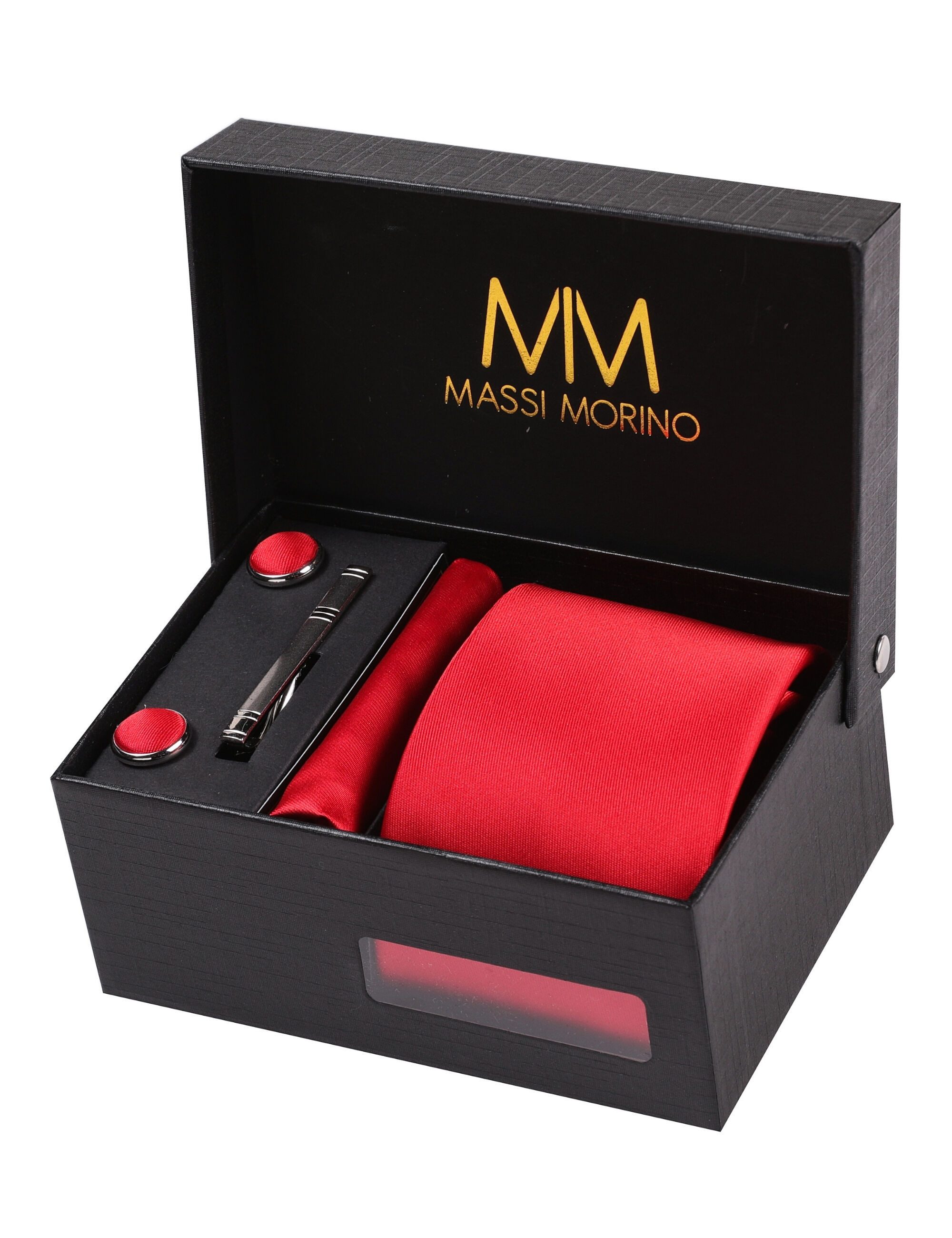 Massi Morino Krawatte (1-St) mit Einstecktuch, Manschettenknöpfen und Krawa günstig online kaufen