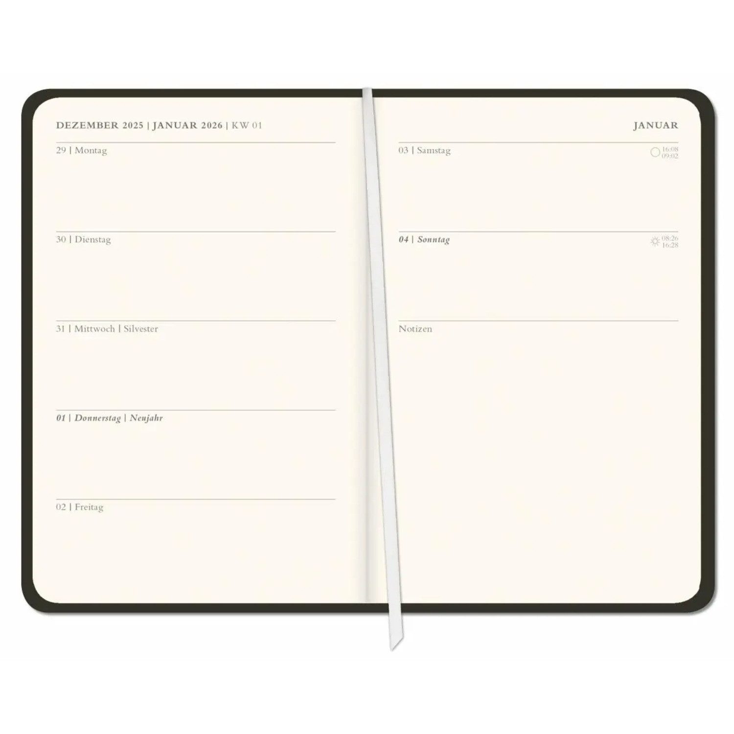 HEYE Taschenkalender Diario Wochen-Kalenderbuch A6, schwarz 2026