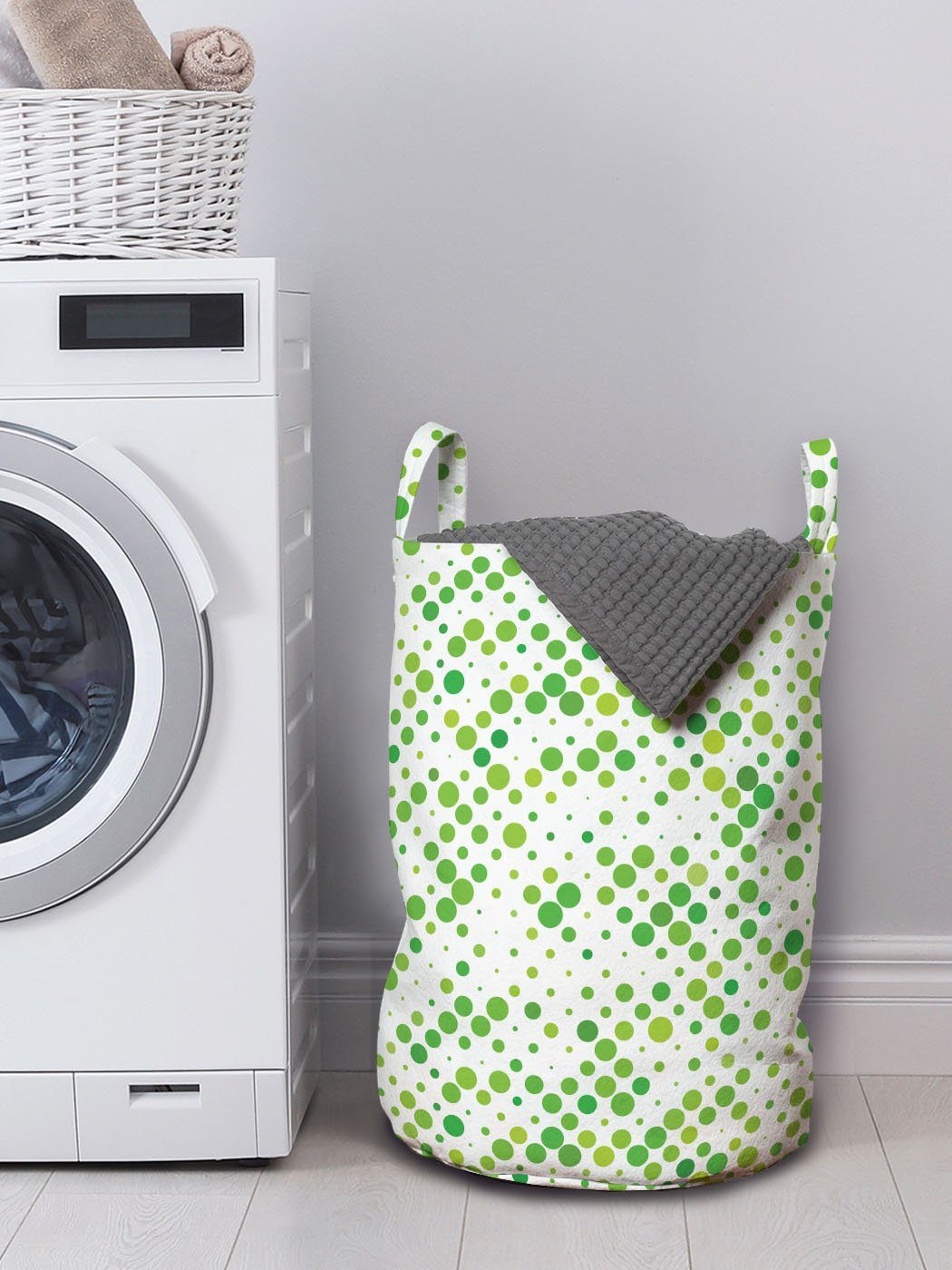 Abakuhaus Wäschesäckchen Wäschekorb mit Griffen Kreis Kordelzugverschluss Art Kunstwerk für Waschsalons, Muster Modern