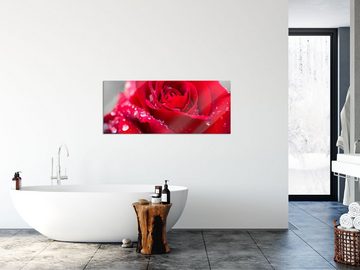 Pixxprint Glasbild Rose mit Wassertropfen, Rose mit Wassertropfen (1 St), Glasbild aus Echtglas, inkl. Aufhängungen und Abstandshalter