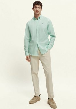 Scotch & Soda Langarmhemd Essentials - Regular-Fit Organic Cotton Oxford Shirt mit kleiner Logo-Stickerei auf der Brust