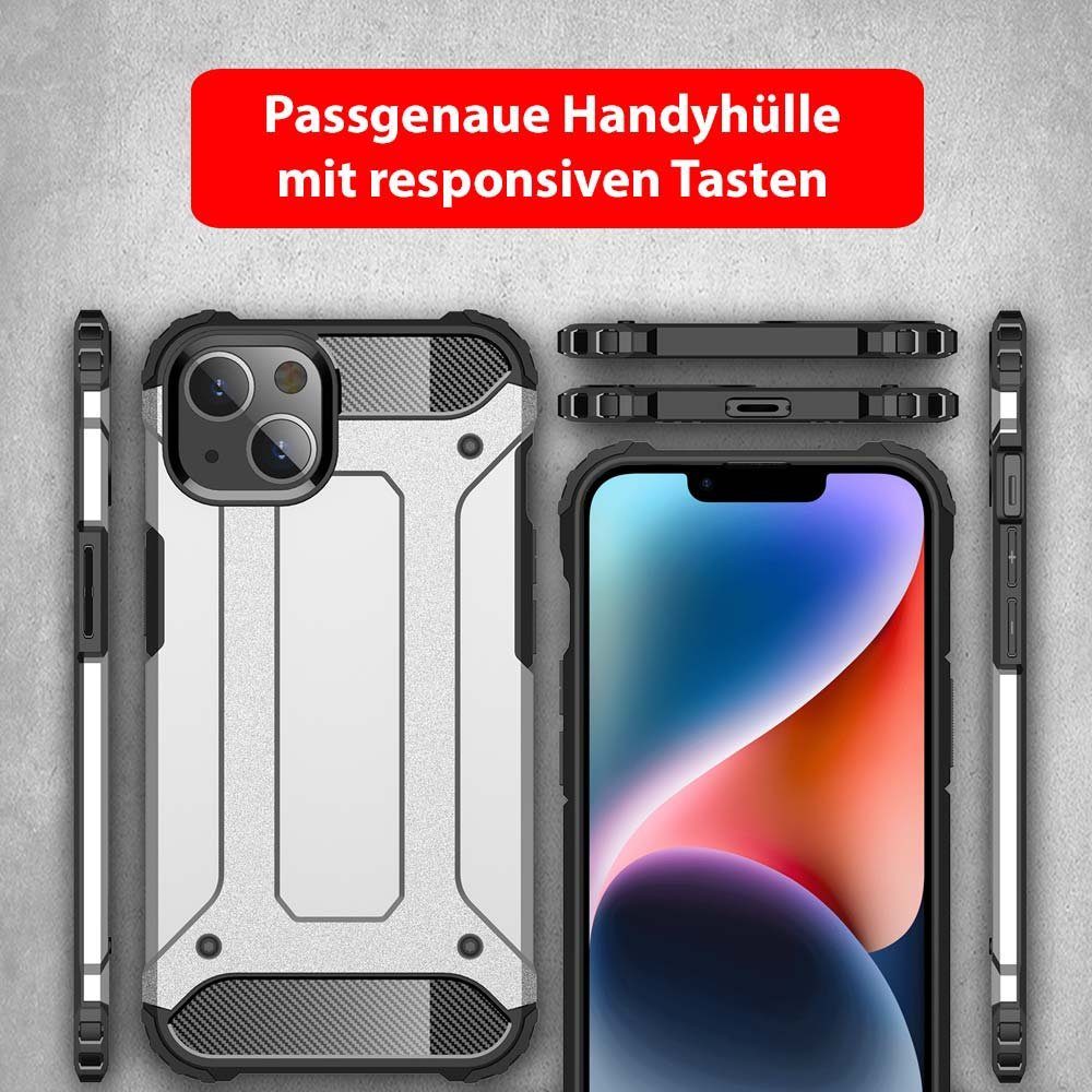 FITSU Handyhülle Outdoor Hülle für Apple iPhone 14 Plus Schwarz, Robuste Handyhülle Outdoor Case stabile Schutzhülle mit Eckenschutz