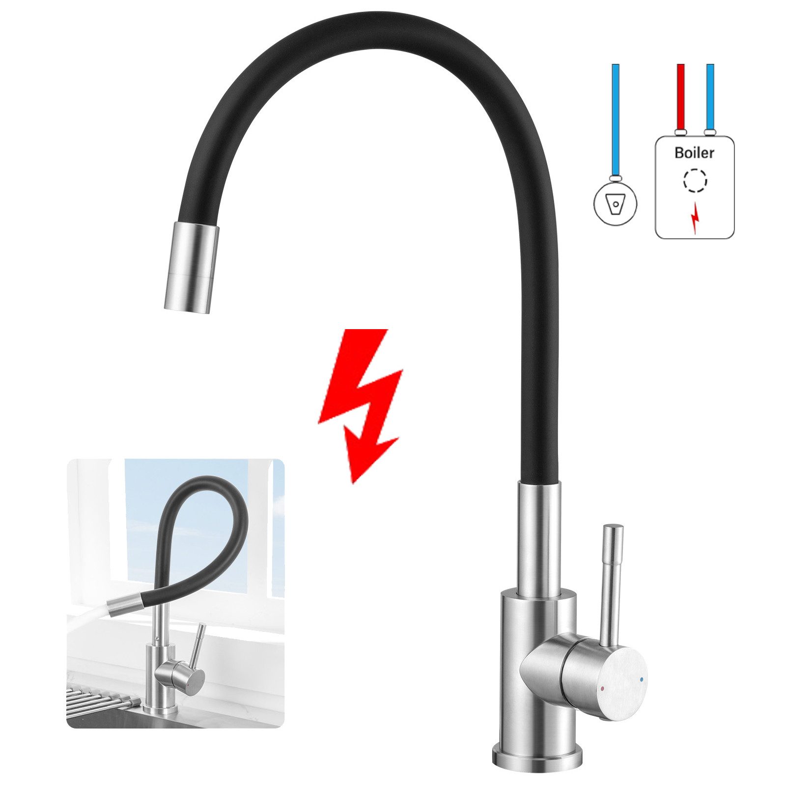Auralum Max Spültischarmatur Flexible Küchenarmatur Niederdruck günstig online kaufen