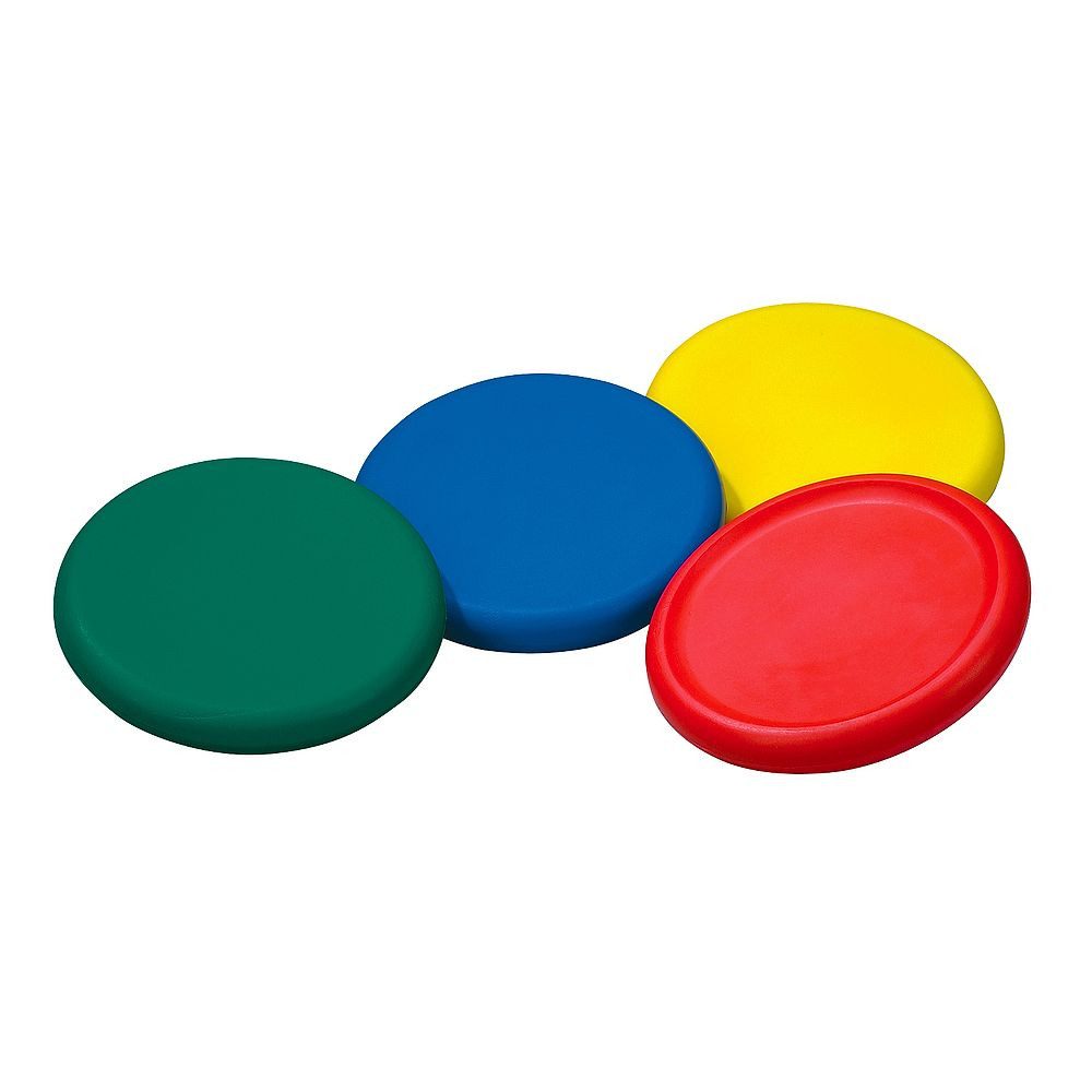 Sport-Thieme Spielesammlung Wurfscheiben-Set Soft, 4 Softwurfscheiben – je 1 in Blau, Gelb, Grün und Rot