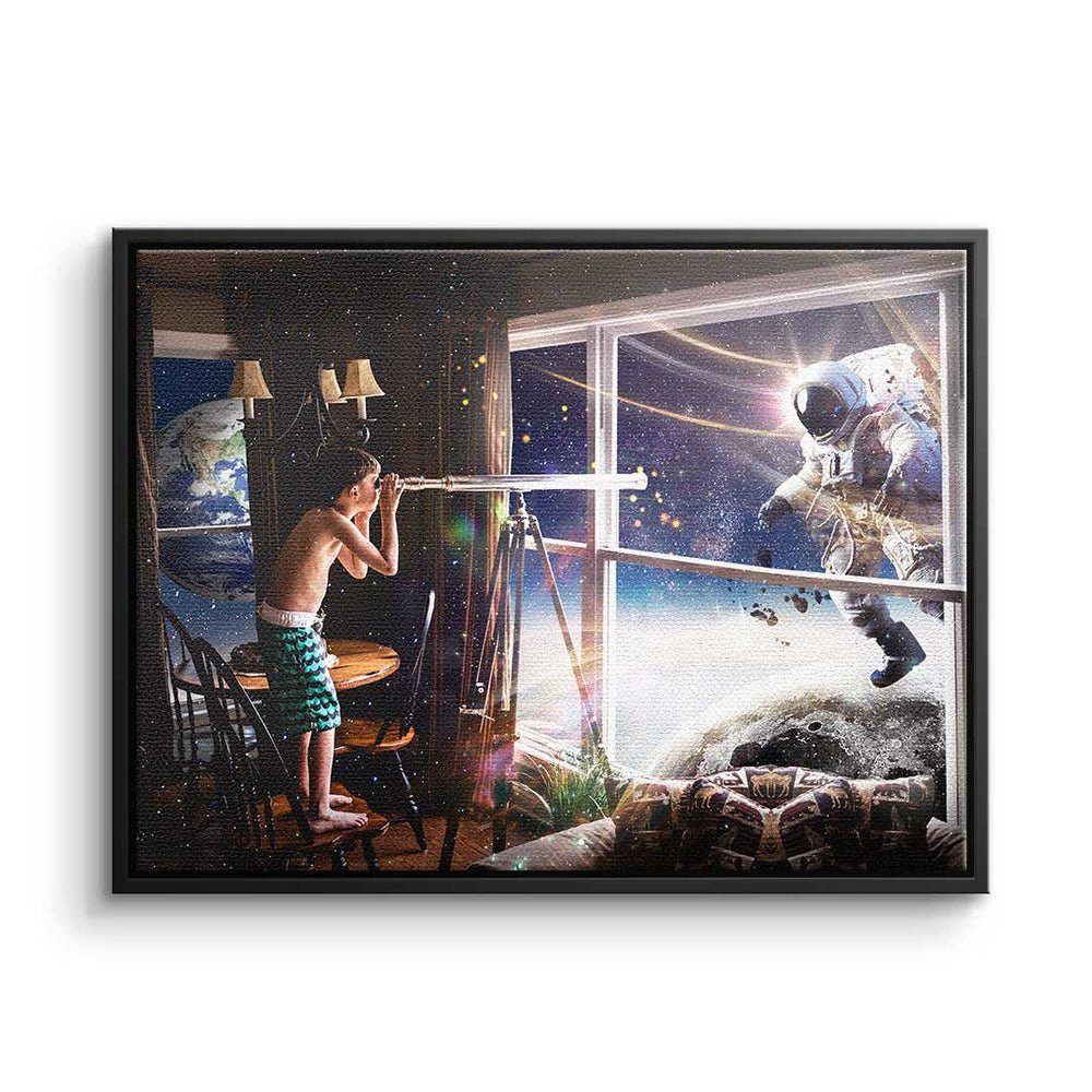 DOTCOMCANVAS® Leinwandbild BE A BIG DREAMER, Premium Leinwandbild - Motivation - BE A BIG DREAMER - Pop Art schwarzer Rahmen | Leinwandbilder