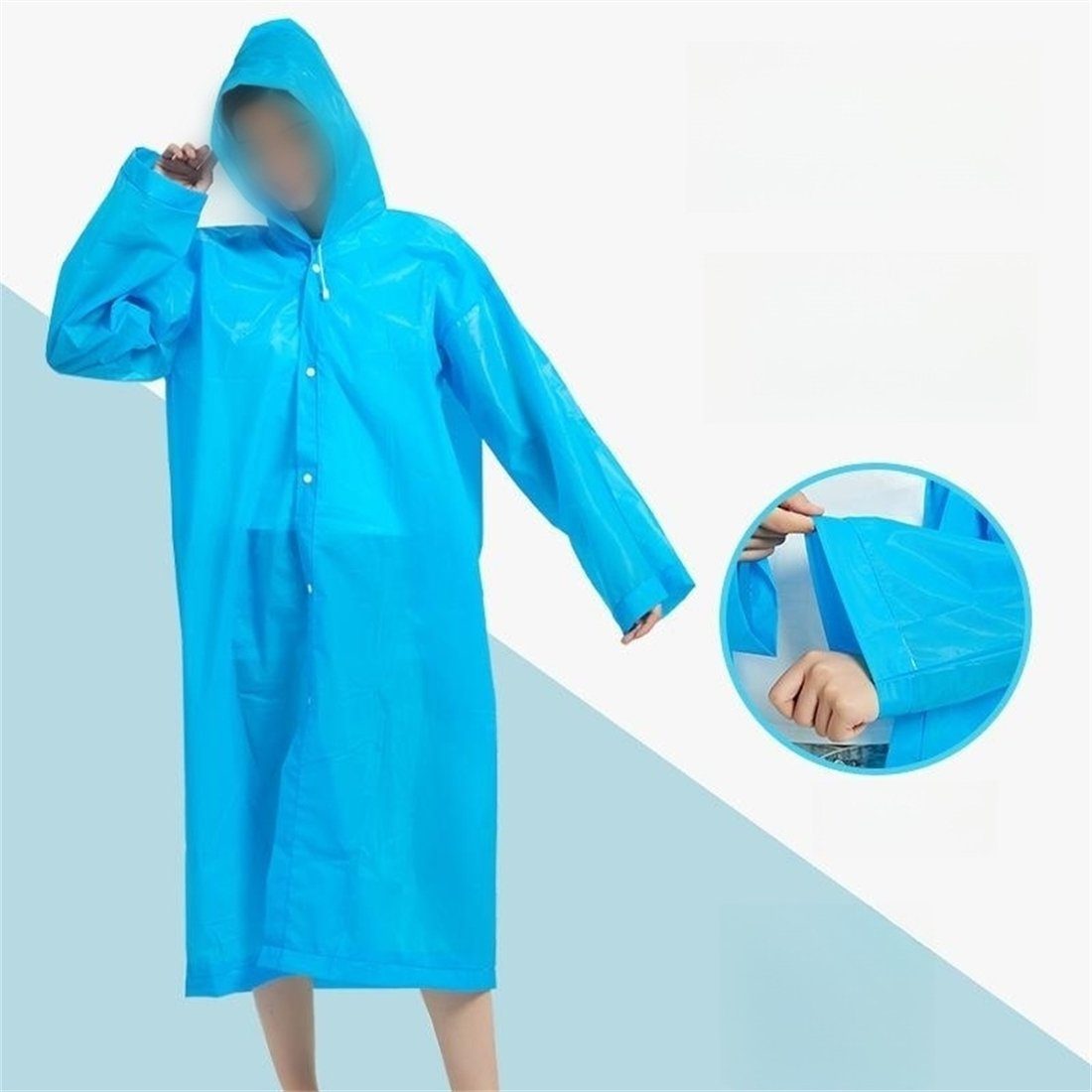 Wiederverwendbar Regenponcho Poncho Atmungsaktiv Regenponcho Blau Bequemer Radfahren, YOOdy~ Cape Mode Regen EVA Regenmantel (1-St) Leichter Regenmantel Wandern