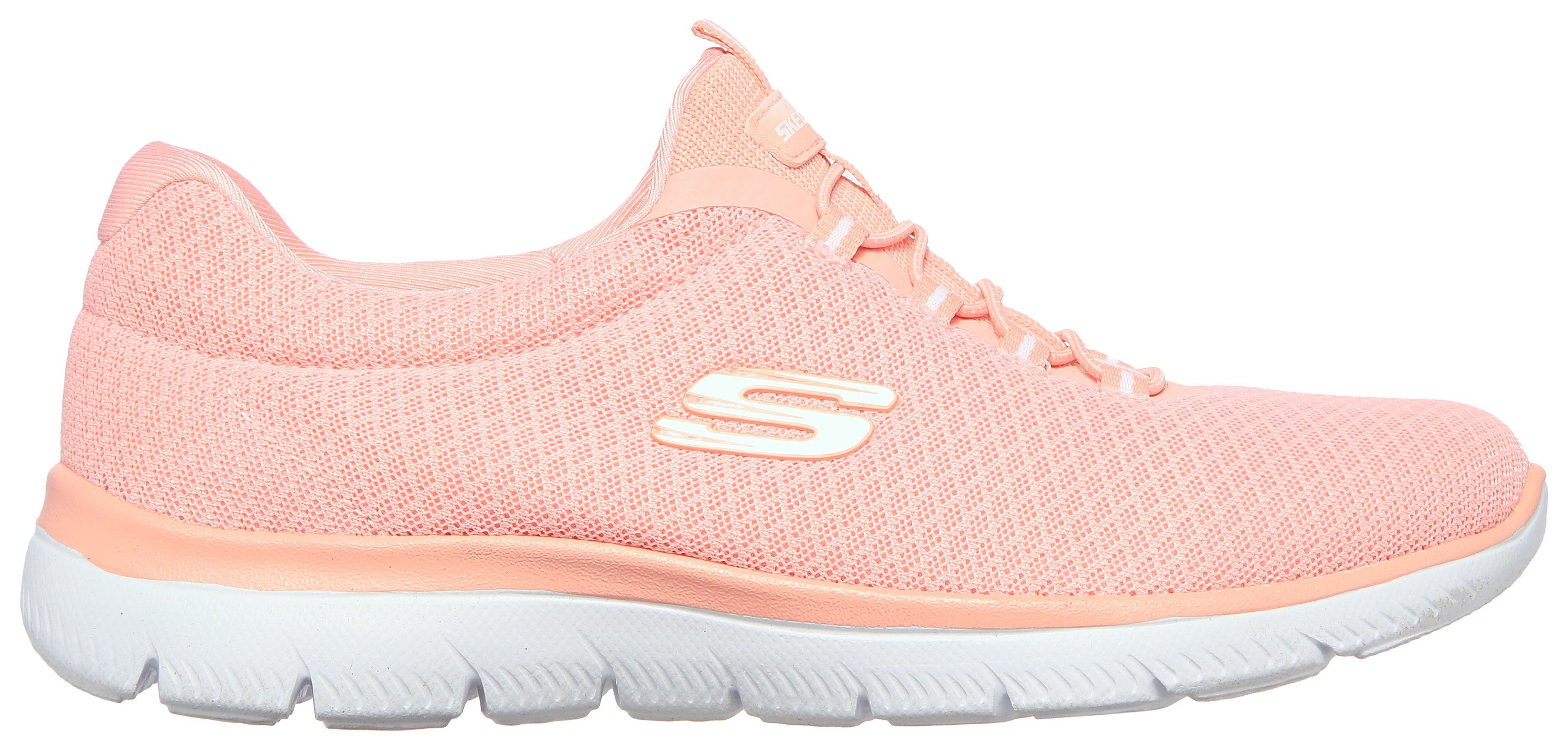dezenten Slip-On Skechers rosa Sneaker SUMMITS Kontrast-Details mit