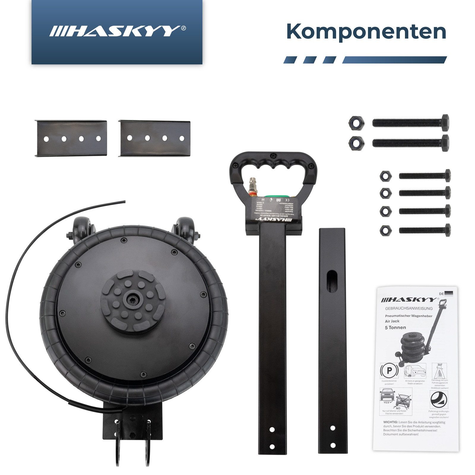 HASKYY Rangierwagenheber Wagenheber Pneumatisch 5T 150-400mm Air Jack