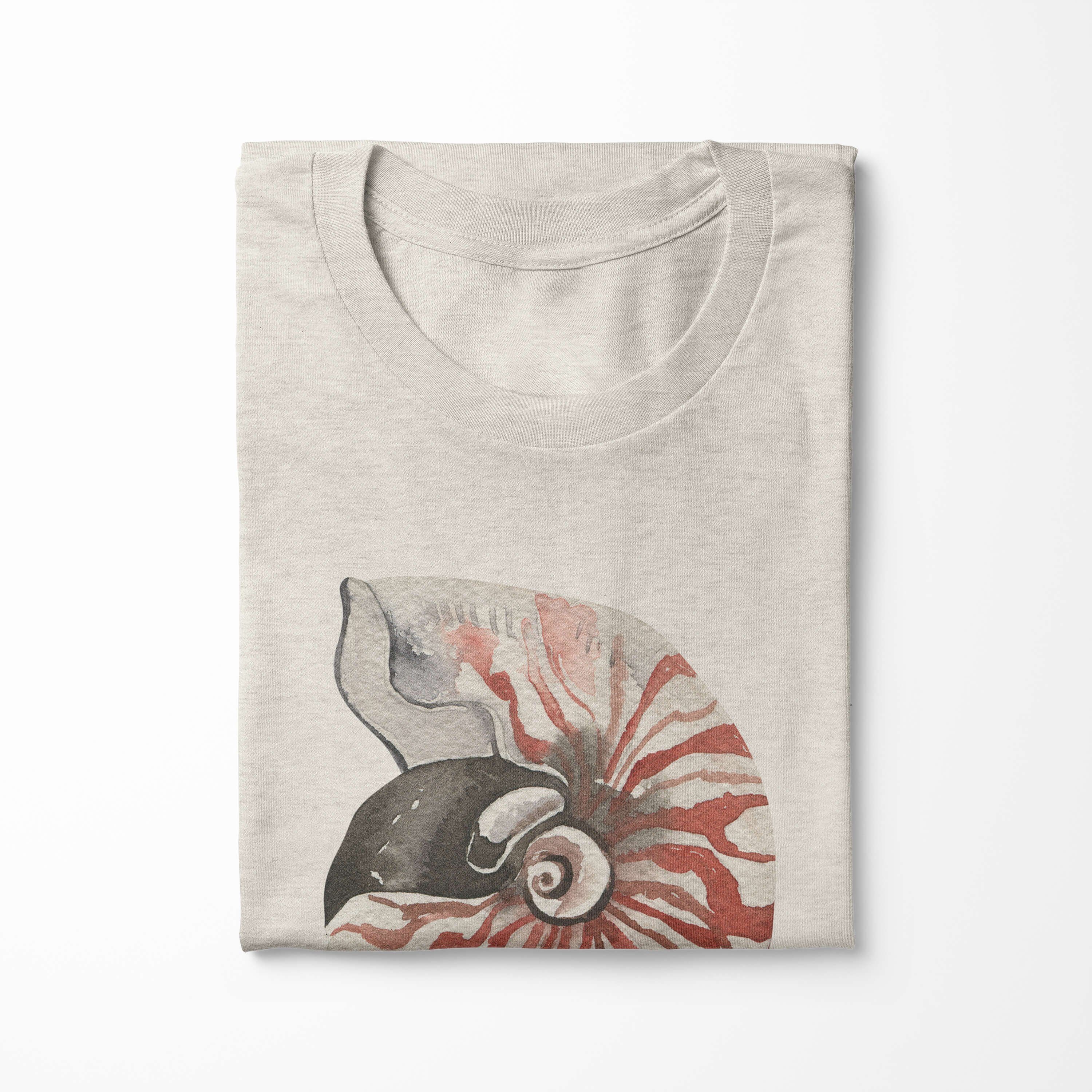 Ökomo (1-tlg) Wasserfarben 100% T-Shirt Herren Shirt Sinus T-Shirt Motiv gekämmte Nachhaltig Bio-Baumwolle Meeresschnecke Art