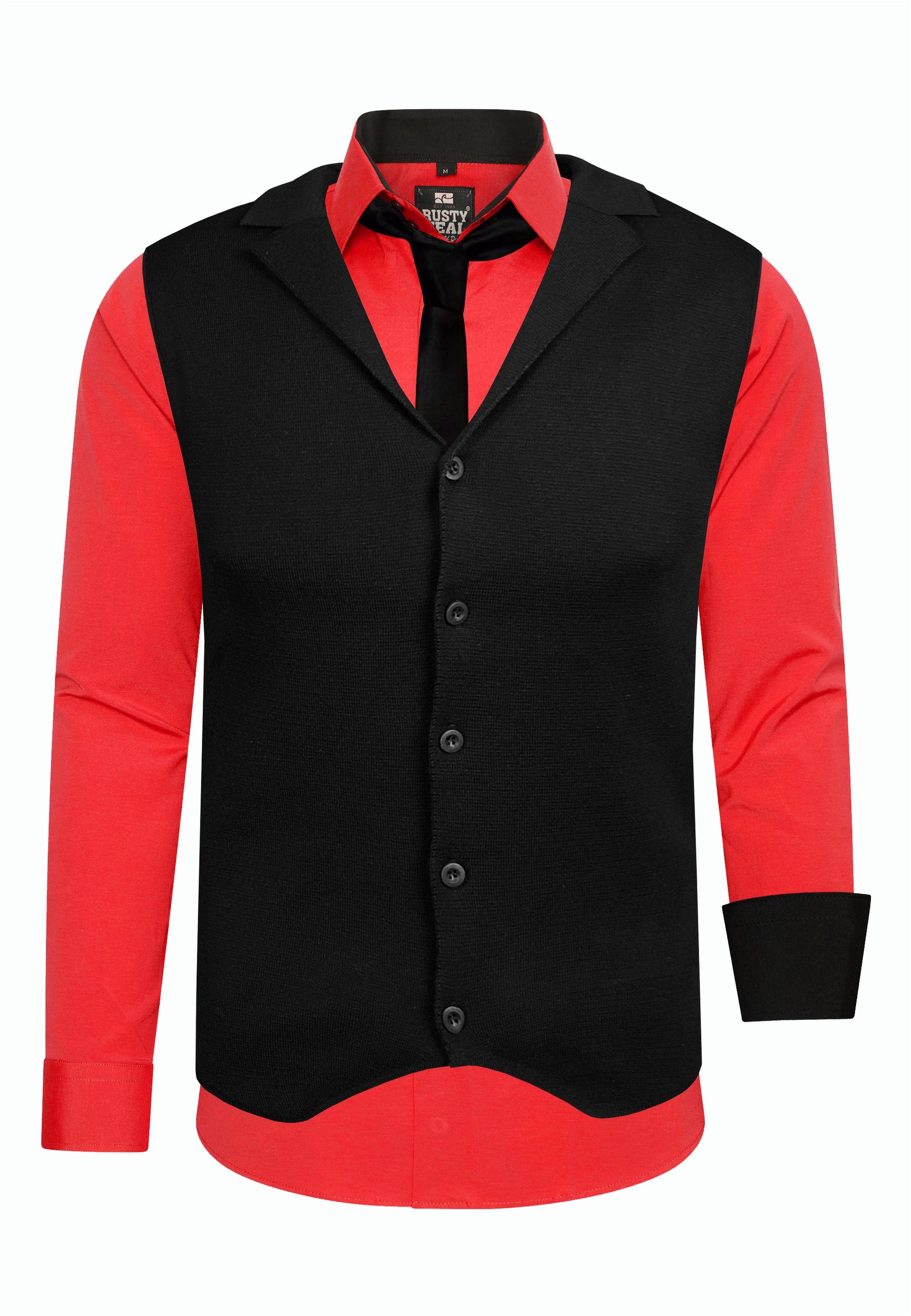 Rusty Neal Langarmhemd bestehend aus Hemd, Weste und Krawatte günstig online kaufen