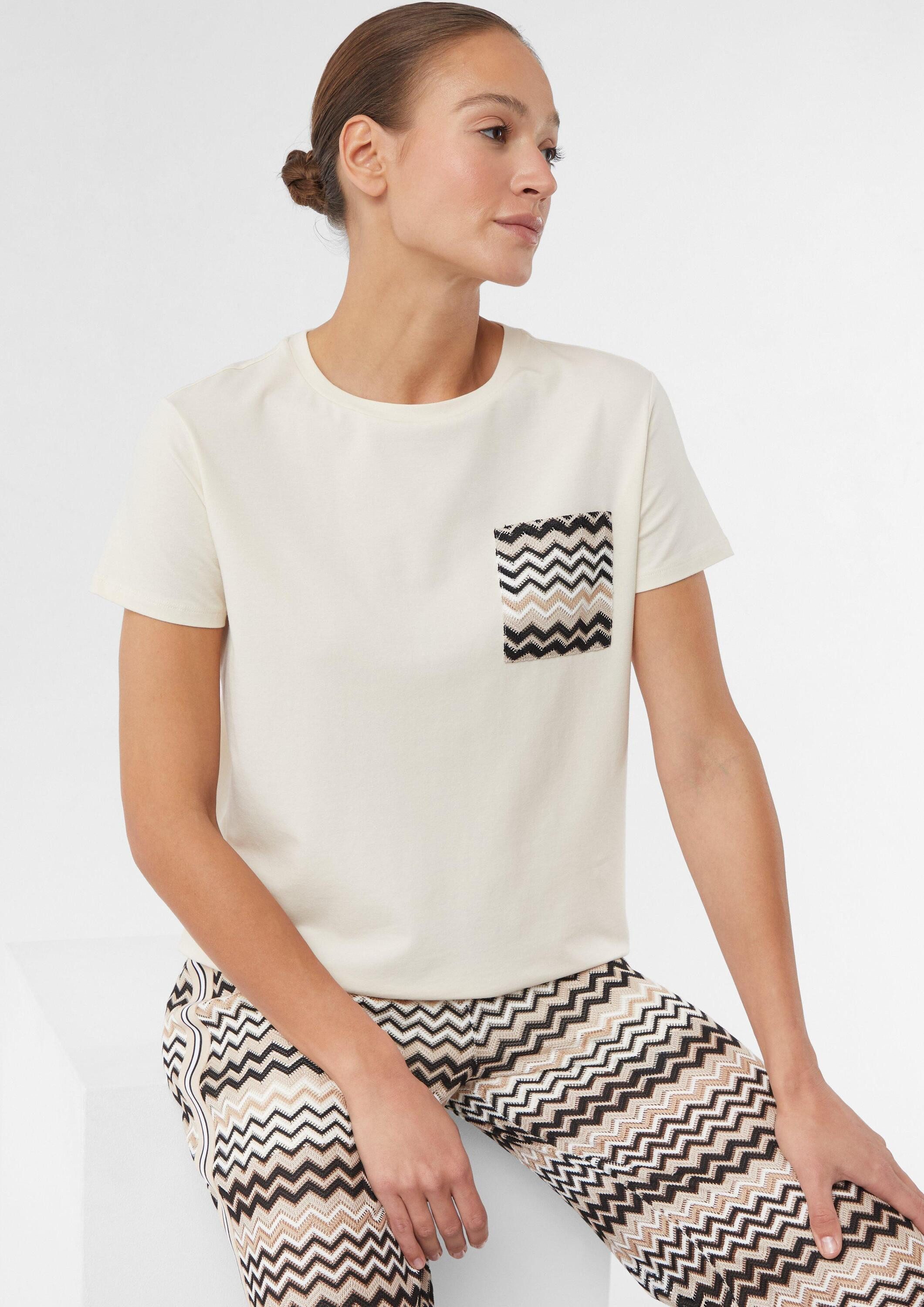 comma Kurzarmshirt T-Shirt Jersey-T-Shirt mit Brusttasche