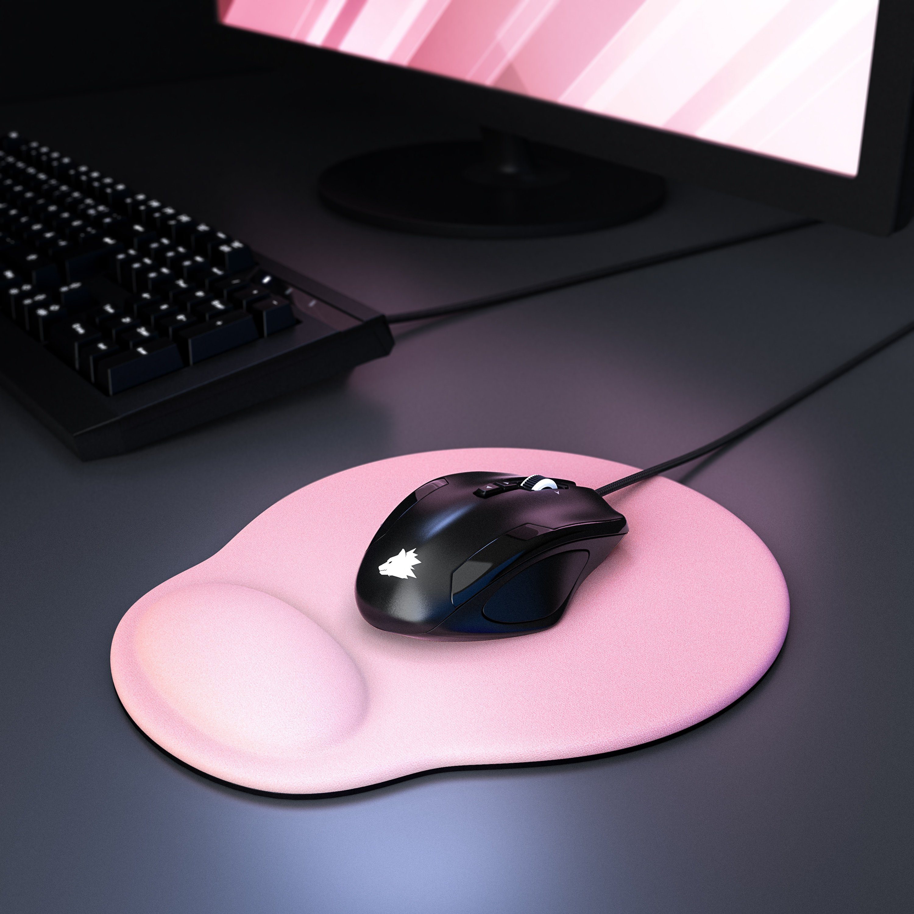 CSL Mauspad Office Gel Mousepad mit ergonomischer Handgelenkauflage, (1-St), Office Gel Mousepad mit ergonomischer Handgelenkauflage,rosa