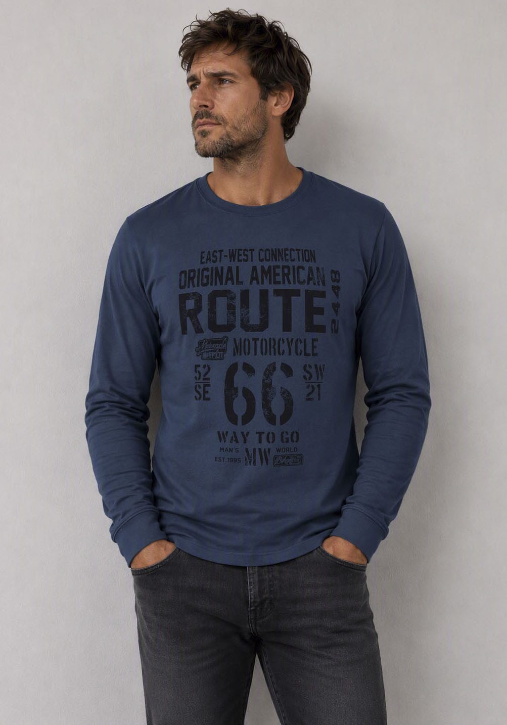 Man's World Rundhalsshirt Neue Kollektion! mit Bündchen