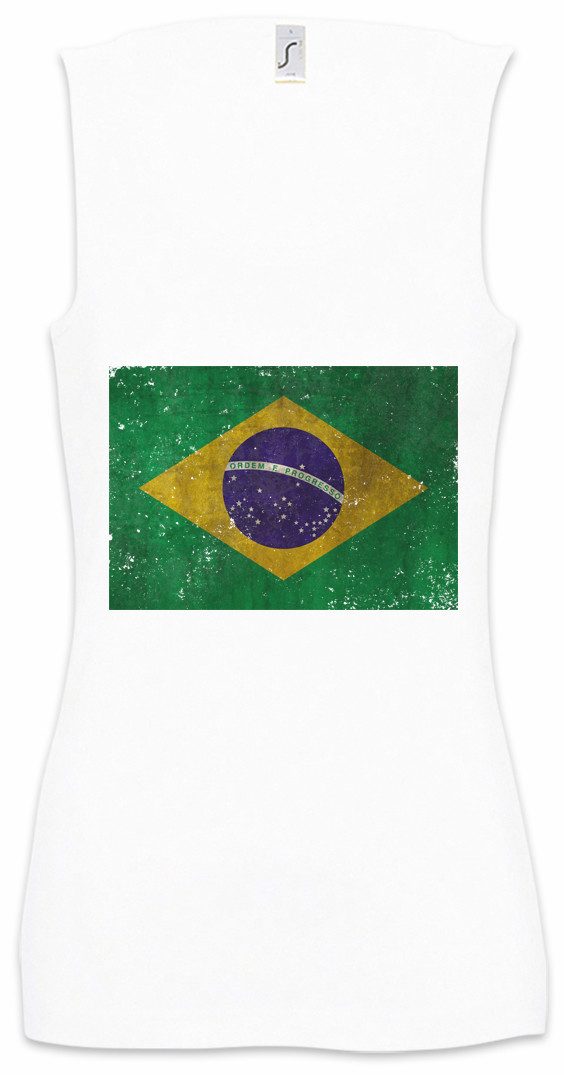 Urban Backwoods Tanktop Brazil Flag Vintage Logo Ärmelloses Damen T-Shirt Brasil Brasilien Flagge WM Fußball Football
