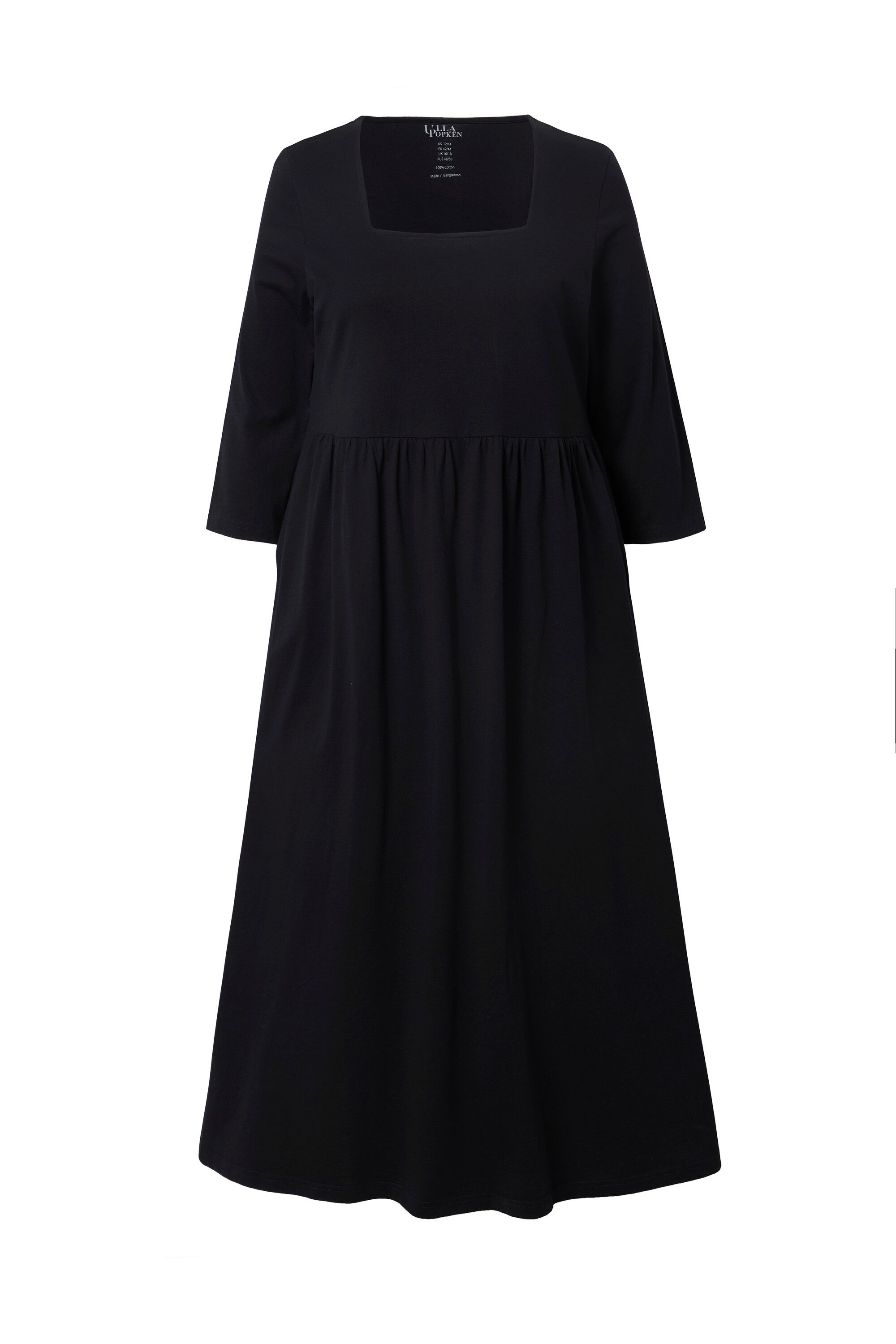Ulla Popken Maxikleid Jerseykleid A-Linie Carré-Ausschnitt günstig online kaufen