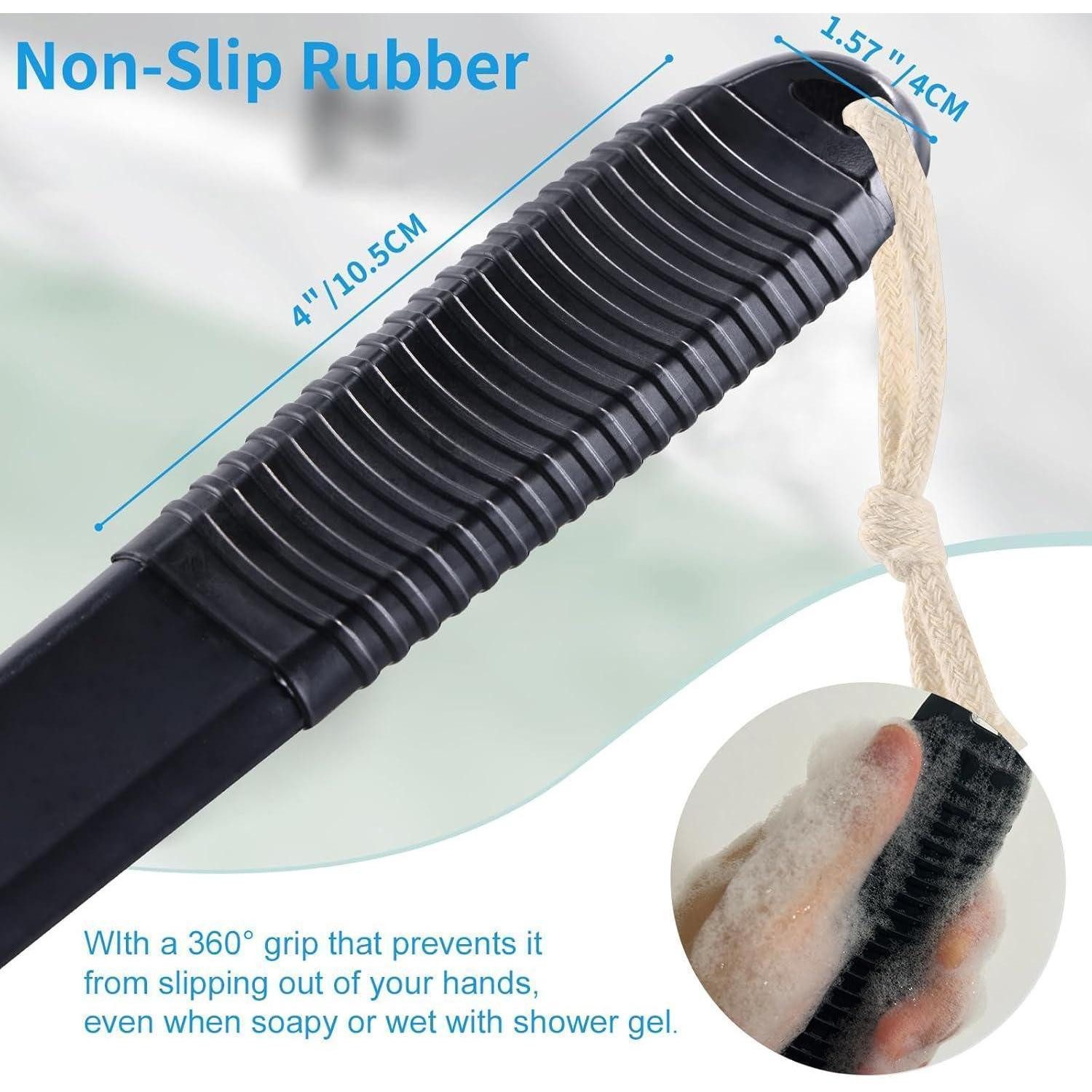 LuxusKollektion Körperbürste Trockenbürste Naturborsten Anti-Rutsch 43cm Rückenbürste für Dusche