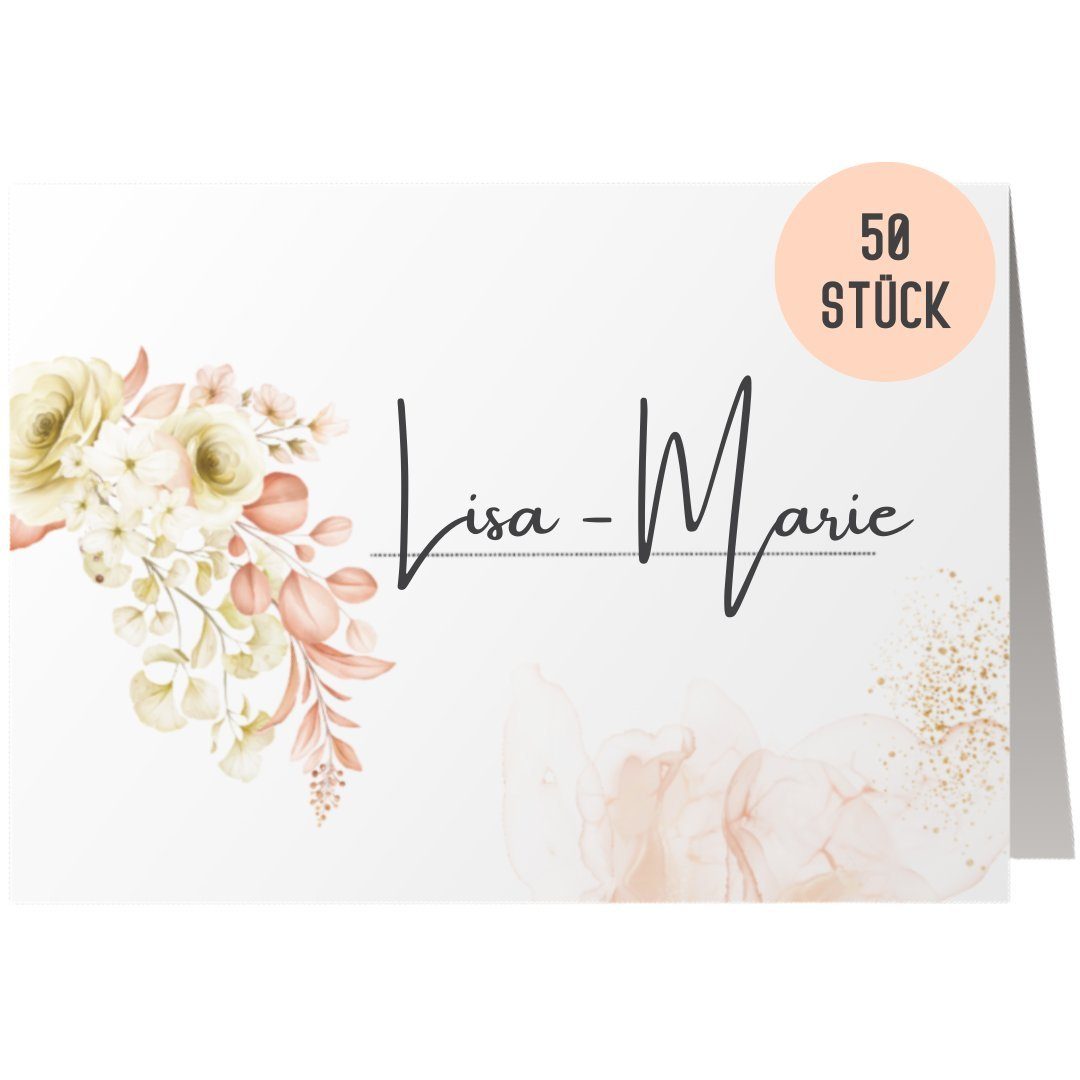 Things of Happiness Hinweisschild Namenskarten Namensschilder Platzkarten Hochzeit Tagung Geburtstag, 50 Stück im Set, beschreibbar