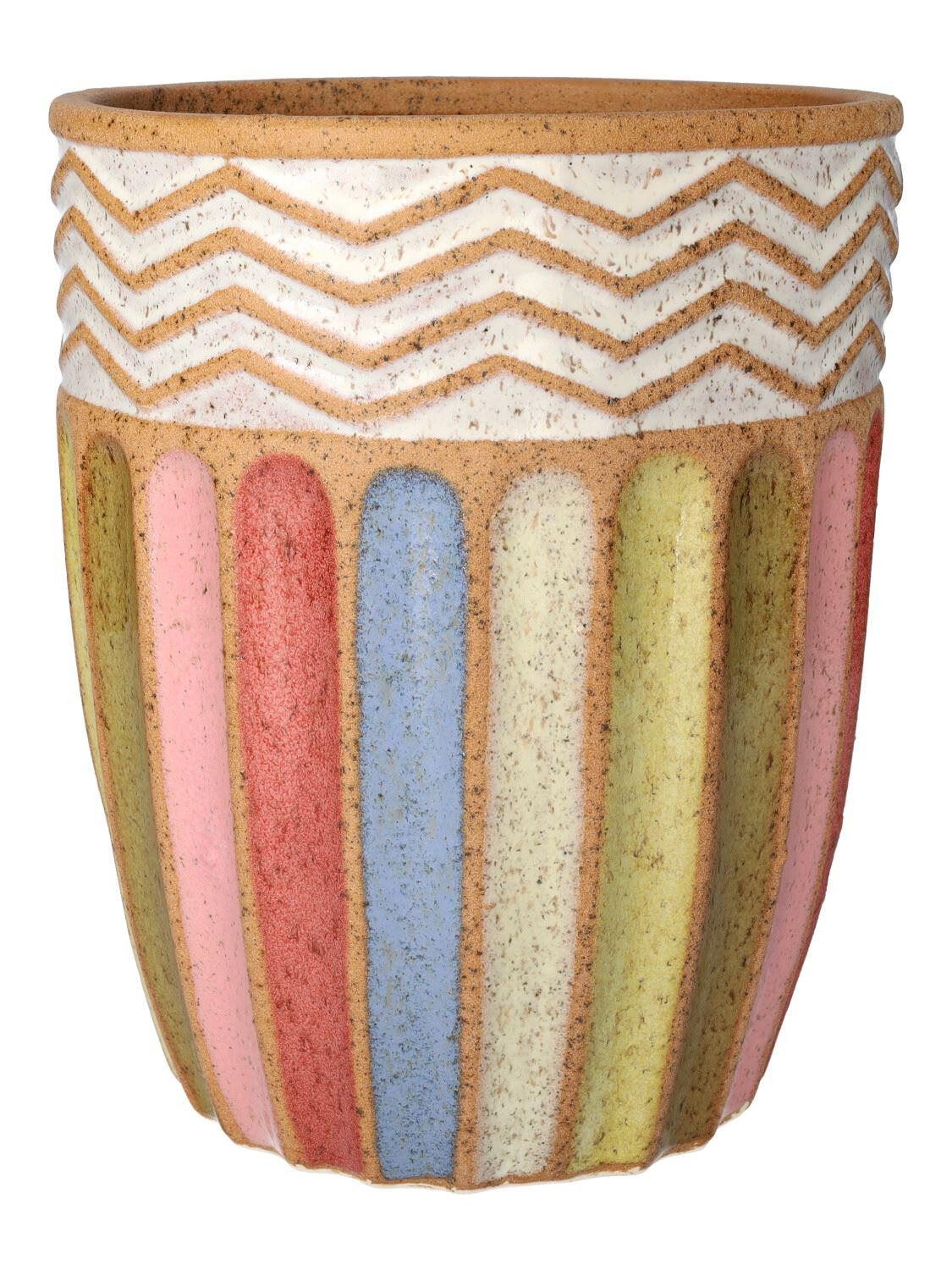 INNA-Glas Blumentopf Übertopf BOWY, mit Wellenmuster, Keramik, bunt, 19,2cm, Ø15cm