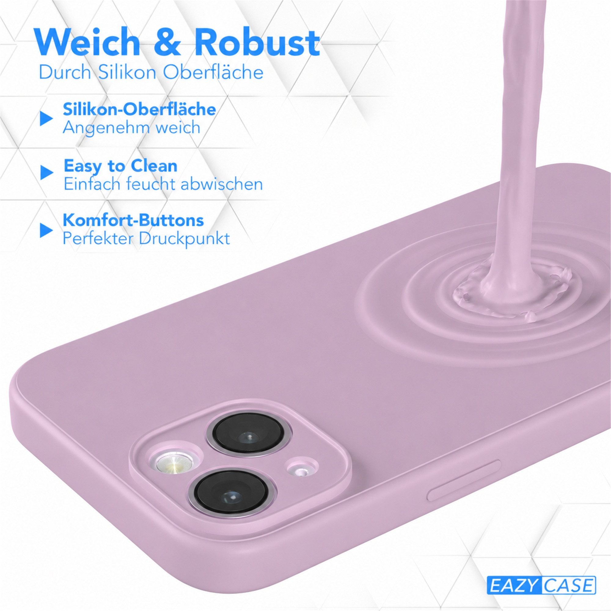 EAZY CASE Handyhülle für Apple iPhone 14 Hülle Silikon 6,1 Zoll, Hülle mit Kameraschutz handycover Soft Smart Slimcover Lila / Flieder – Bild 5 von 5