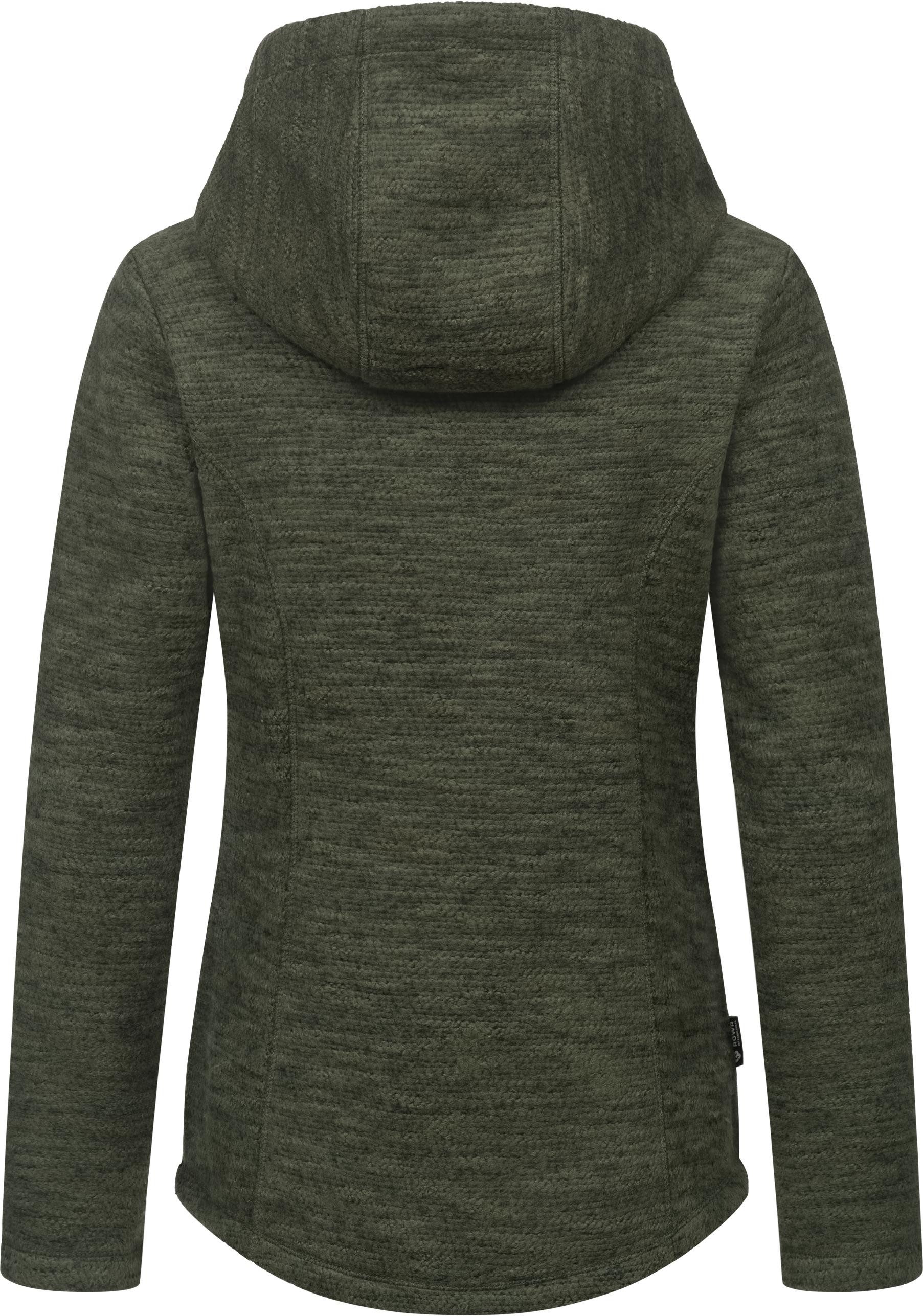 Ragwear Kapuzenstrickjacke Lyshka Melange Kuschelige Kapuzenjacke in Strick-Optik