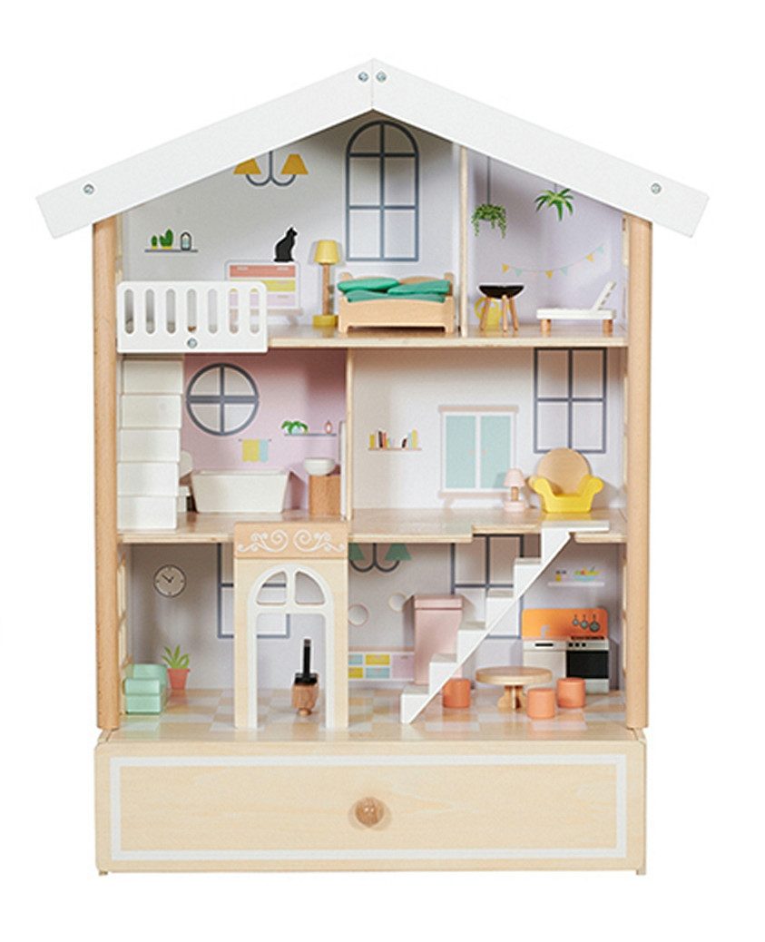 Classic World Puppenhaus Classic World - Puppenhaus Happy Villa - 56,9x33,3x70cm - ab 3 Jahre