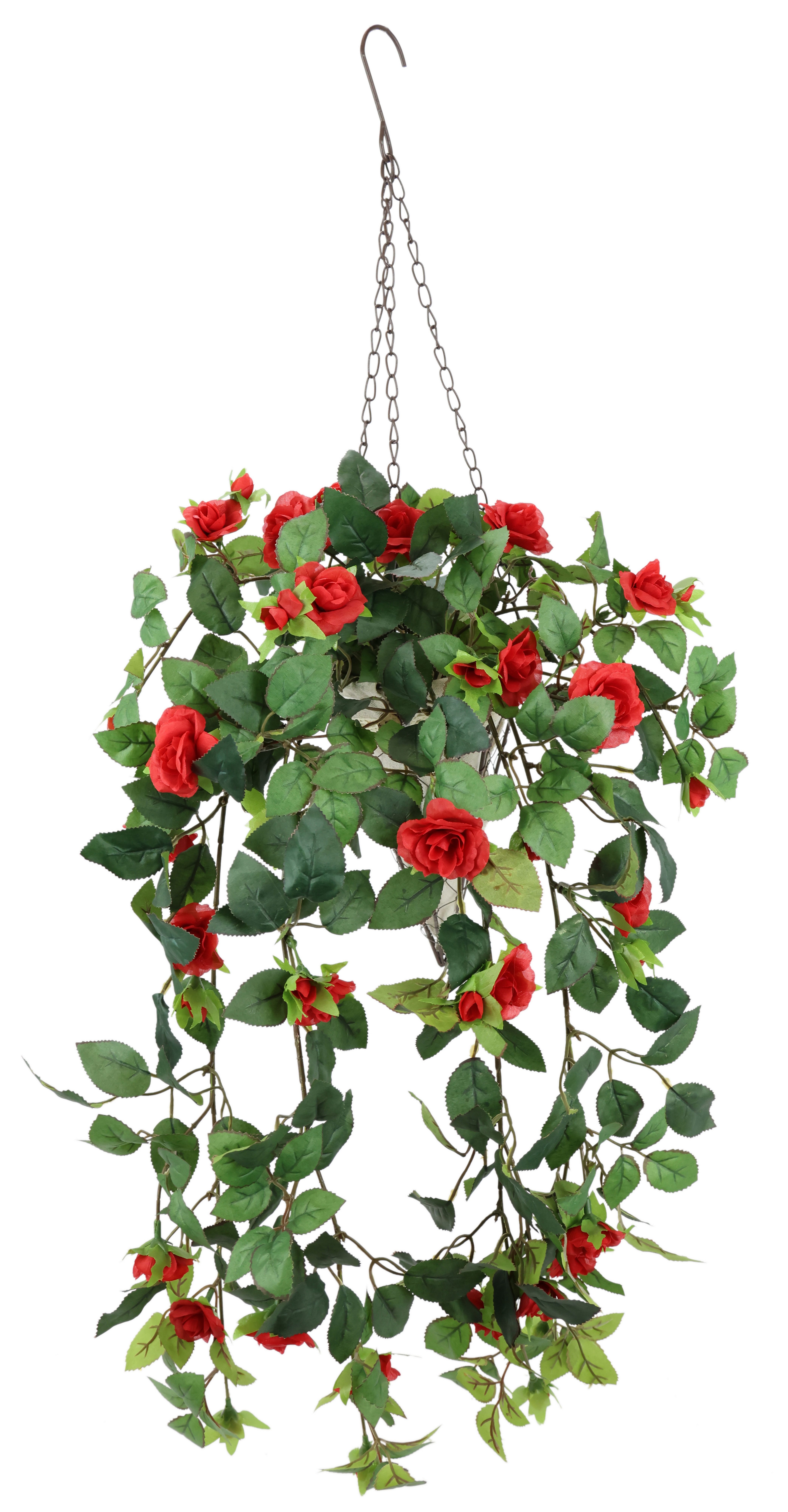 Kunstpflanze Künstlicher Rosenbusch im Korb, I.GE.A., Höhe 80 cm, Rosen Deko Kunstblumen Seidenblumen Blumen Blumengirlande Rosenranke